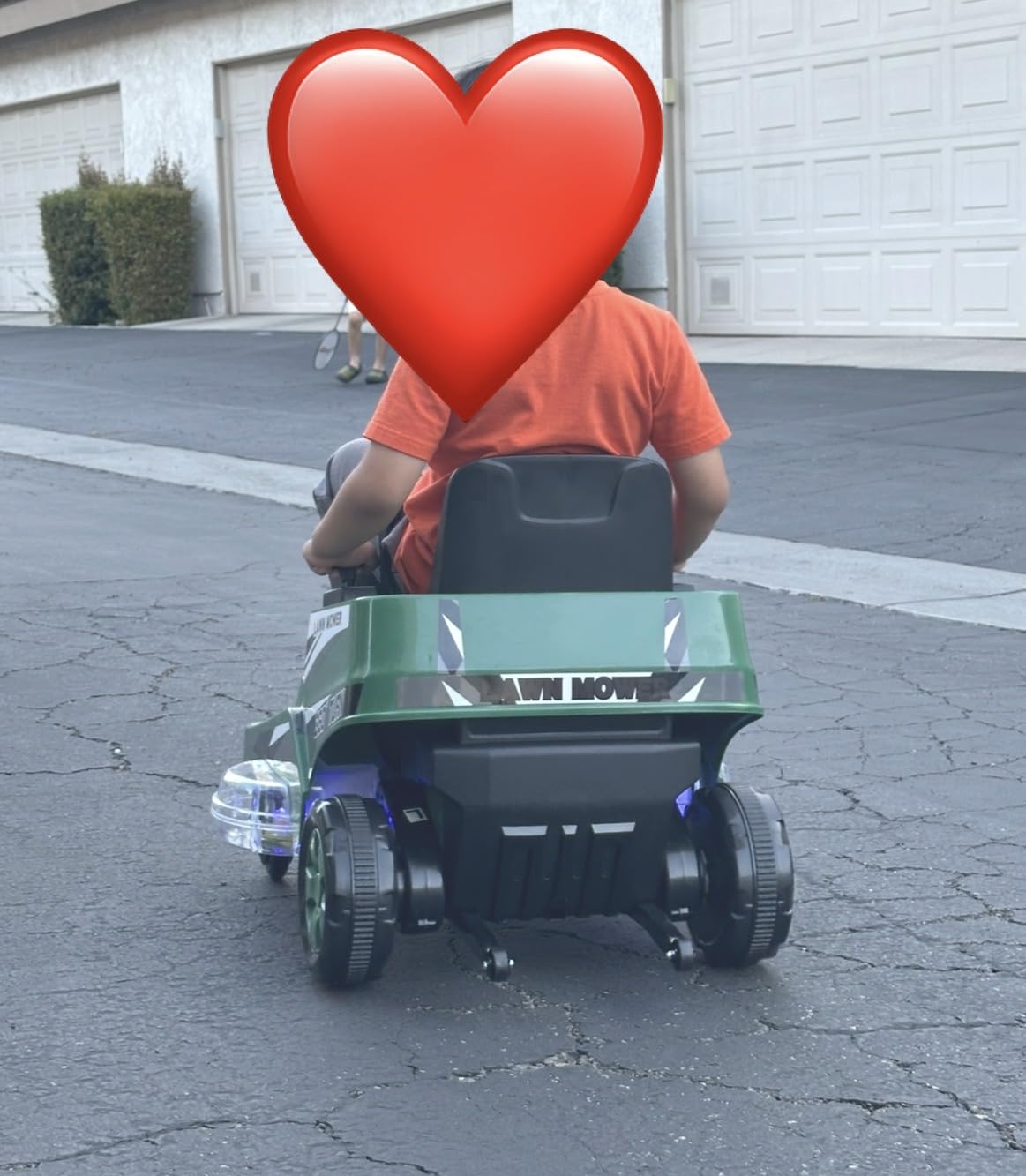 Costzon Ride on Lawn Mower for Kids, 12V Toddler Electric Car with 360° Twist and Turn, Dual Control Sticks, LED Lights, Outdoor Ride on Toy Gift for Boys & Girls Aged 3-8 (Dark Green) customer photo 2