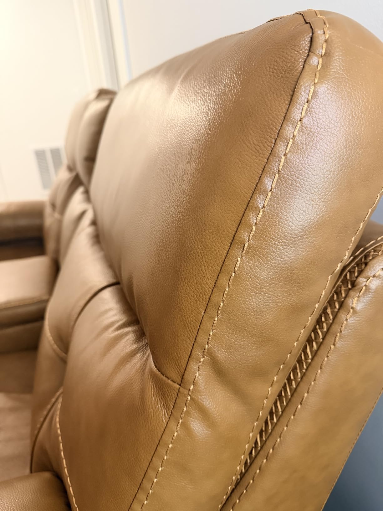 CANMOV Genuine Leather Power Recliner Sofa, 3 Seater Reclining Sofa with Comfortable Arms and Back, Modern Electric Recliner Couch Set with Hidden Cup Holders, USB Port for Living Room, Brown customer photo 2