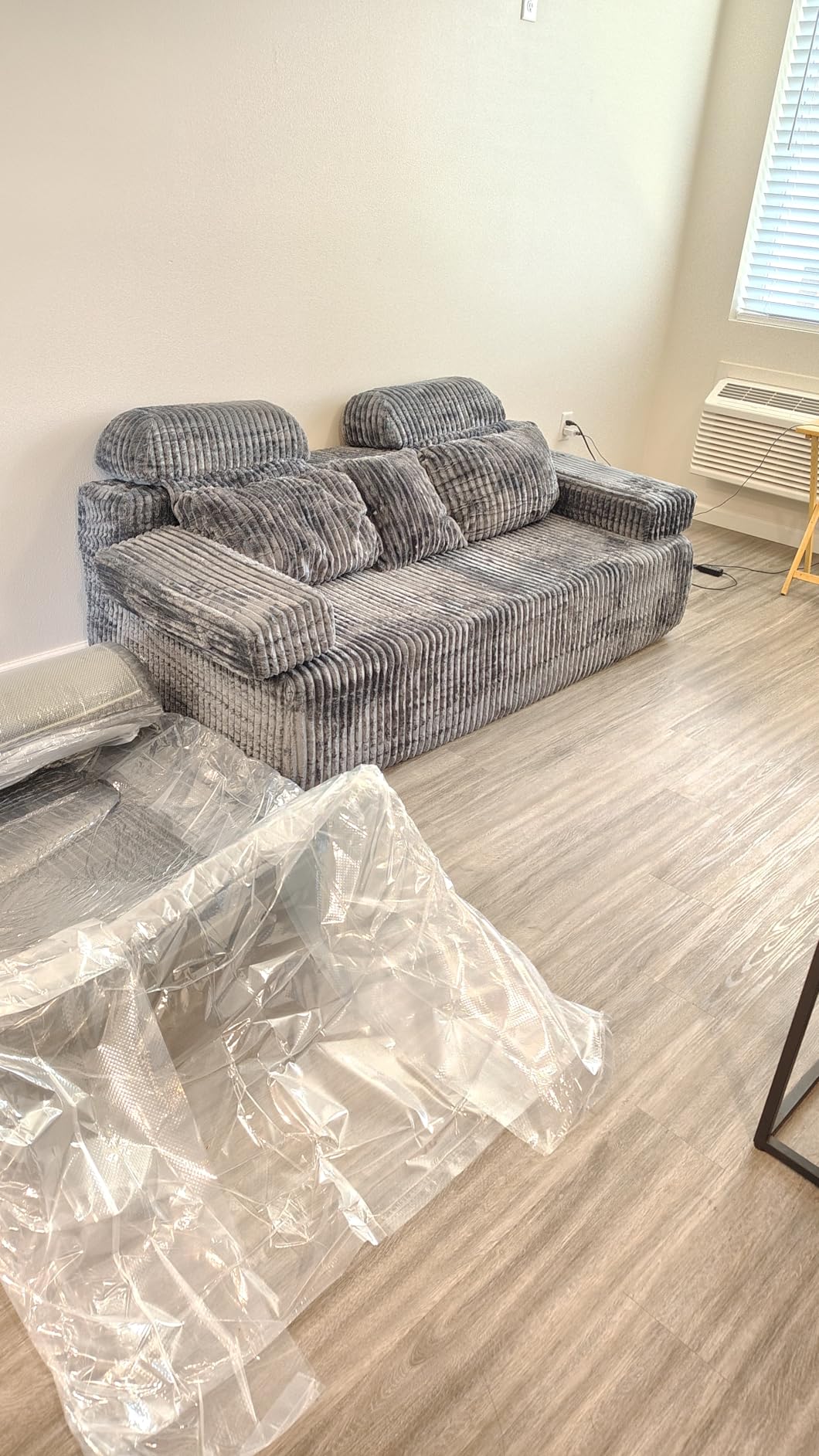 HOMRELEXA 141'' Cloud Sectional Couch with High Backrest, Convertible U-Shaped Modular Sectional Sofa with Deep Seat, Soft Corduroy Upholstery, Boneless Couches for Living Room (Beige) customer photo 2
