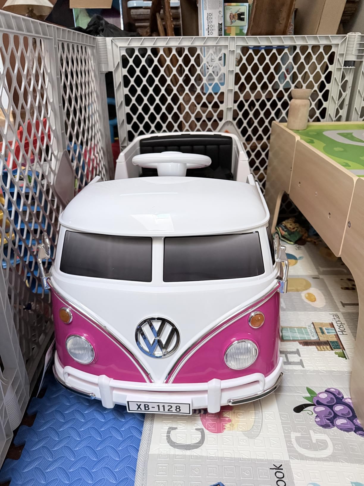 Costzon Ride On Car, 12V Licensed Volkswagen Kids Car Bus with Cup Holder, LED Headlights, Music & Horn, Electric Vehicle with Pedal Control, Soft Start & 2-Level Speed for Boys & Girls Aged 3+ (Pink) customer photo 2