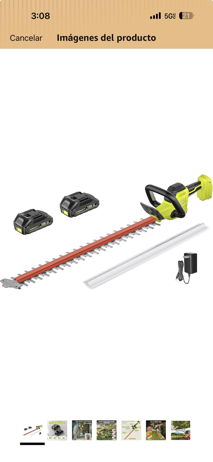 22 inch Hedge Trimmer Cordless with 2 Battery and Charger, 20V Handheld Electric Hedge Trimmer with Dual-Action Blades, Lightweight Bush Trimmer Pruning Shears Grass Cutter Shrub for Garden Yard Tools customer photo 2