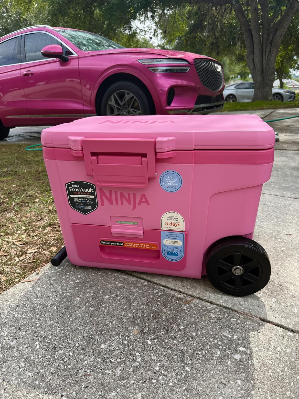 Ninja FrostVault | 65qt Wheeled Cooler with Cold Dry Zone | Integrated Fridge-Temp Dry Storage Drawer | Premium Heavy-Duty Insulated Cooler | Keeps Ice for Days | Cloud White | FB265WH customer photo 1