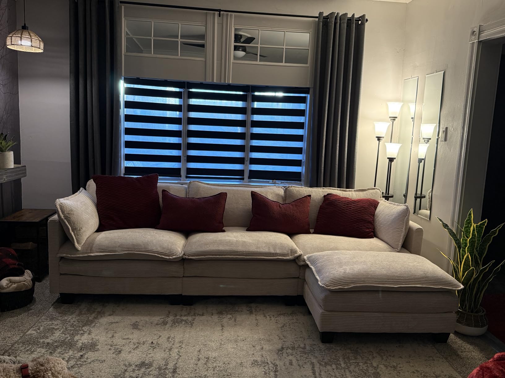 112'' Sectional Modular Cloud Couch, Oversized 5 Seat Couches U Shaped Sofa with 2 Movable Ottomans, 2 Throw Pillows, Upholstered Corduroy U Shape Comfy Deep Couches for Living Room and Office, Beige customer photo 1
