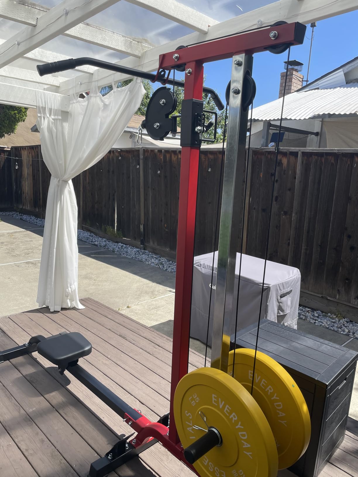 YOLEO 2-in-1 Adjustable Rowing Cable Machine & LAT Pulldown Station for Home Gym, Foldable Space Saver with 6 Attachments, Supports 450 Lbs Weight Plates customer photo 1