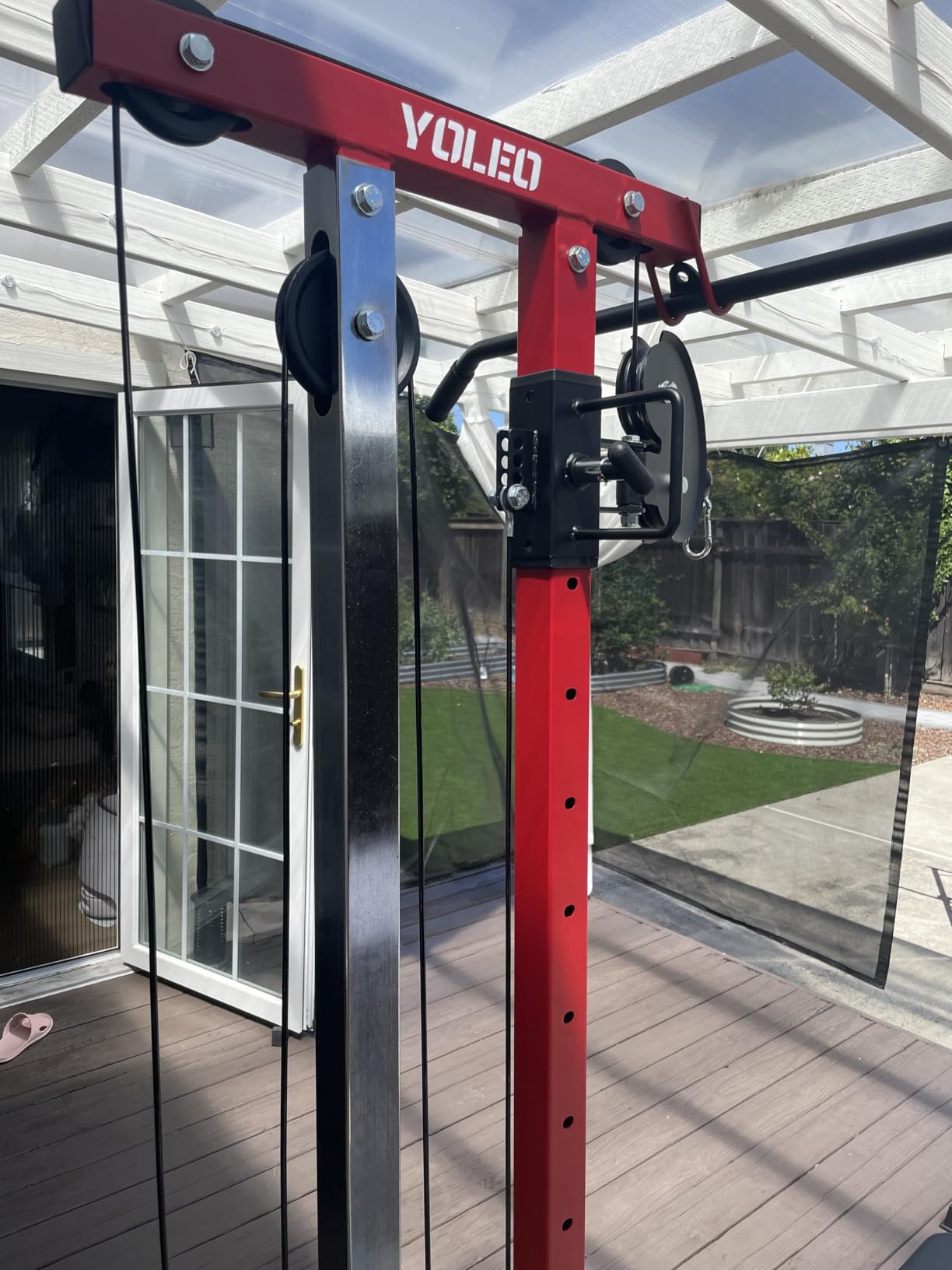 YOLEO 2-in-1 Adjustable Rowing Cable Machine & LAT Pulldown Station for Home Gym, Foldable Space Saver with 6 Attachments, Supports 450 Lbs Weight Plates customer photo 2