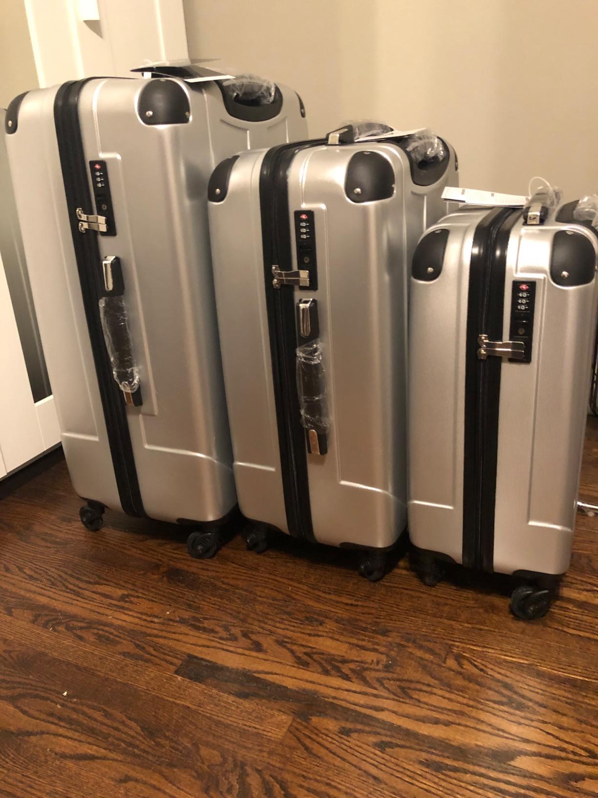 Merax 3 Piece Luggage Set, Expandable Softside Suitcases with Spinner Wheels and TSA Lock, 22
