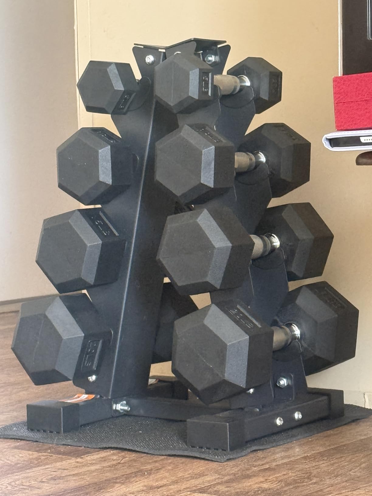 Fitvids Rubber Coated Hex Dumbbell Set with Storage Rack, 100/150/200/550 LB Hand Weight Set with Anti-Slip Grip for Home Gym customer photo 2