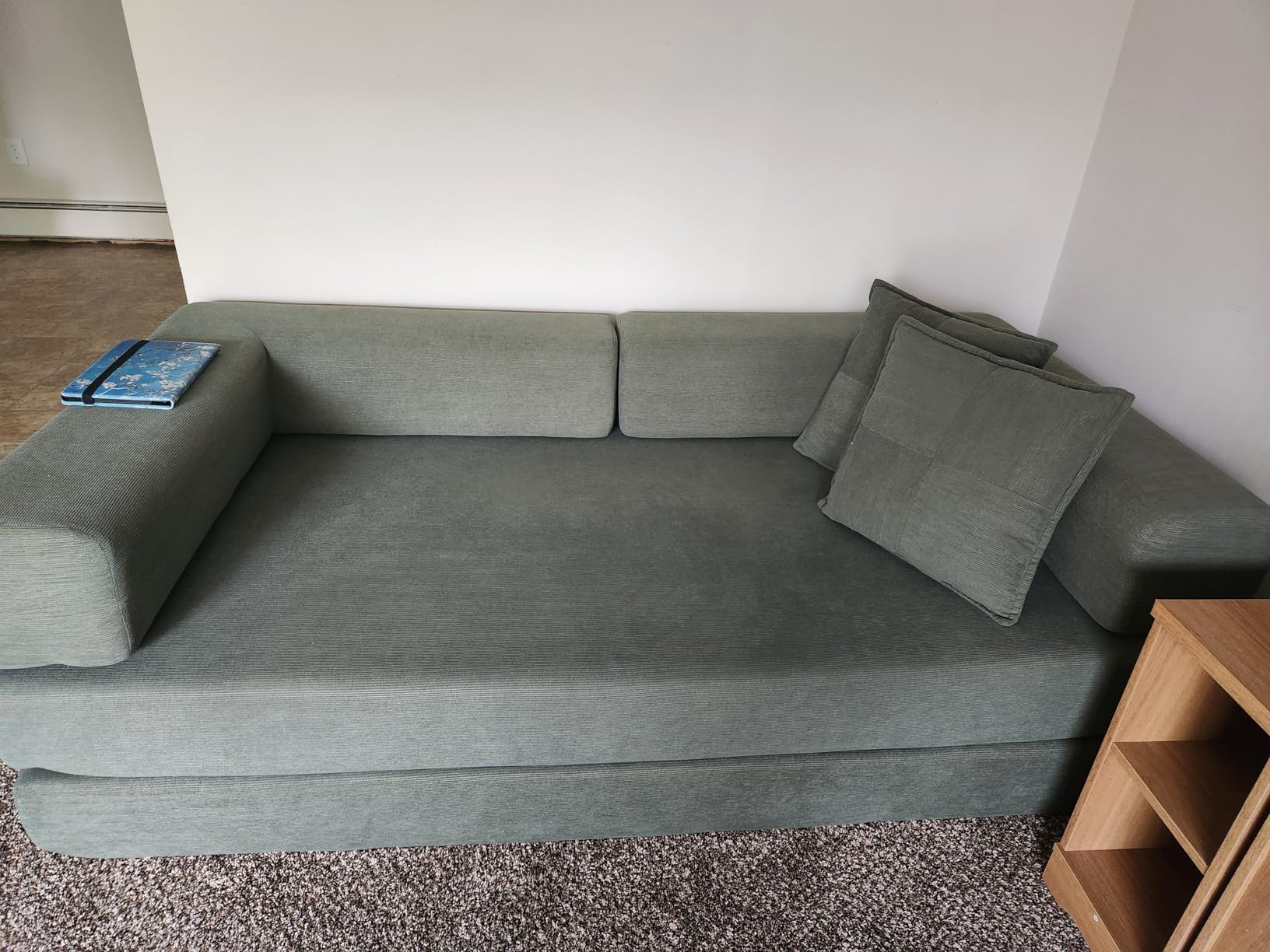 GRUSIGN 78 Inch Convertible Sofa Bed, 5-in-1 Futon Sofa Bed Pull Out Couch, Boneless Couch Bed for Living Room, Corduroy Boneless Couches for Bedroom, Apartment, No Assembly Sleeper Sofa Bed, Green customer photo 1