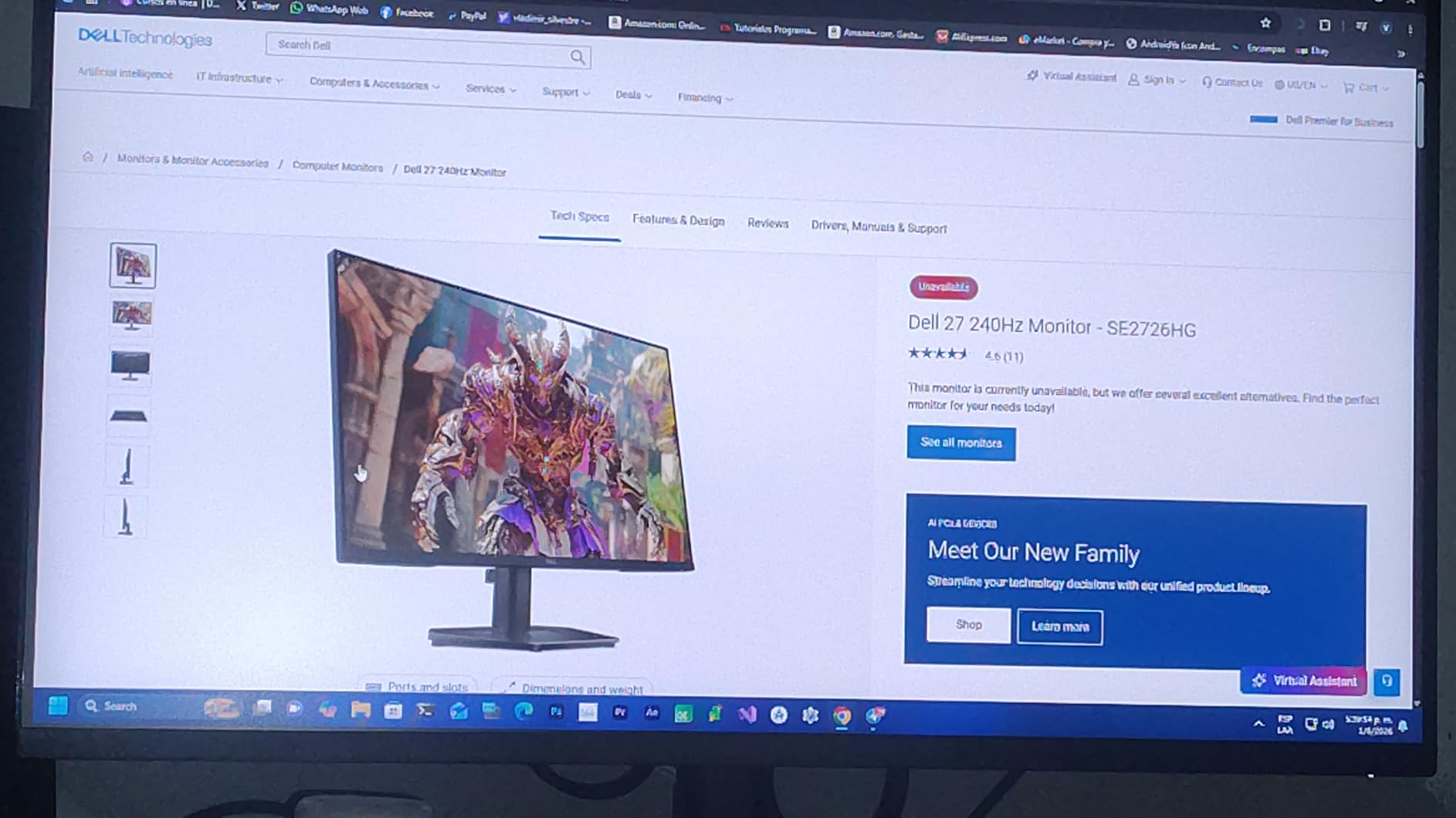 Dell 24 240Hz Gaming Monitor - SE2426HG - 23.8-inch FHD (1920x1080) 240Hz IPS, AMD FreeSync Premium, 2X HDMI, DisplayPort 1.4, Tilt customer photo 2