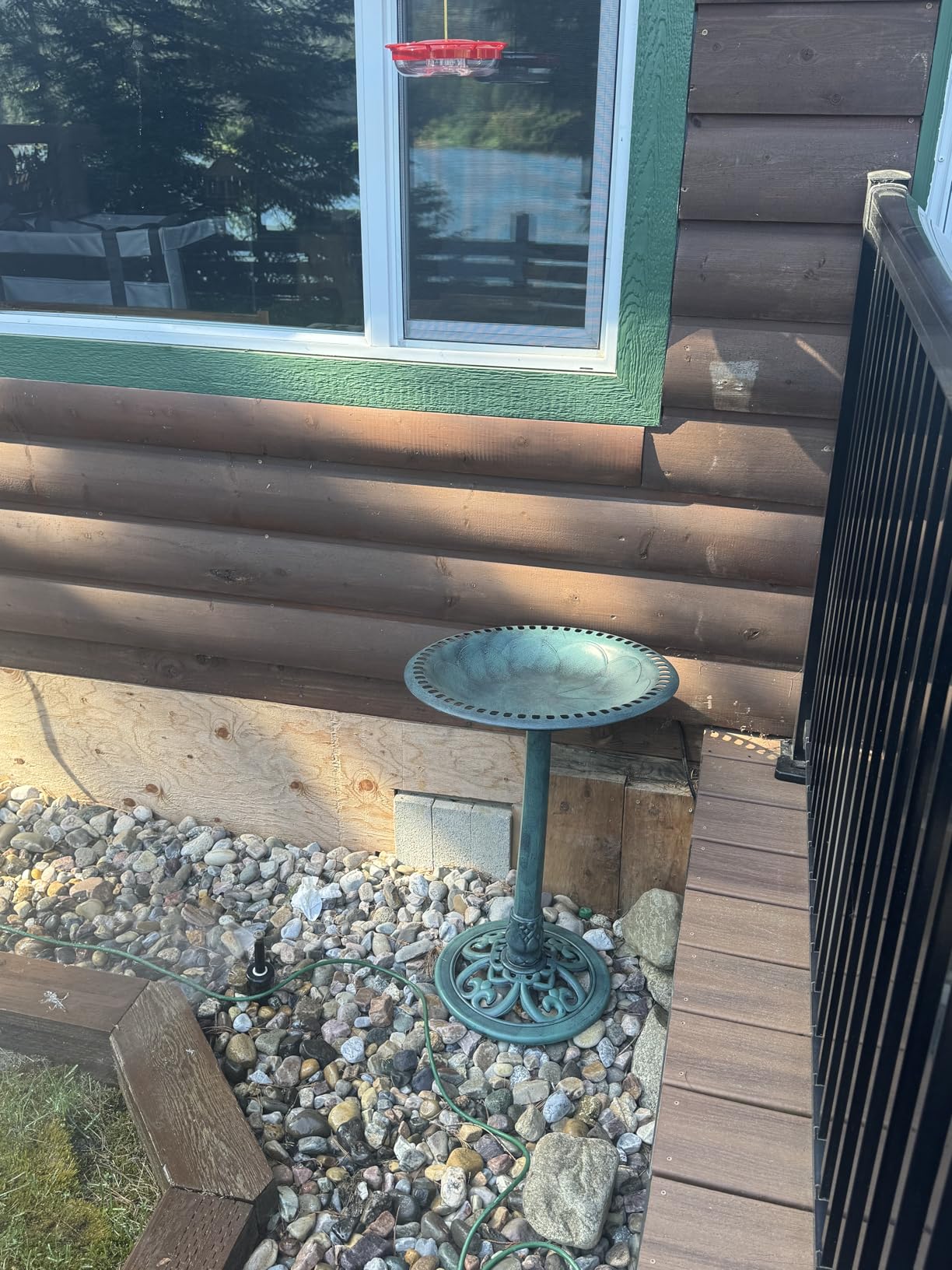 Bird Bath for Outside, Large 28 inch Tall Birdbaths for Outdoors with Solar Water Fountain, Plastic Retro Green Bird Baths Bowl for Outdoor Garden Lawn Yard Patio Hotel Landscape Decor - Wide 20