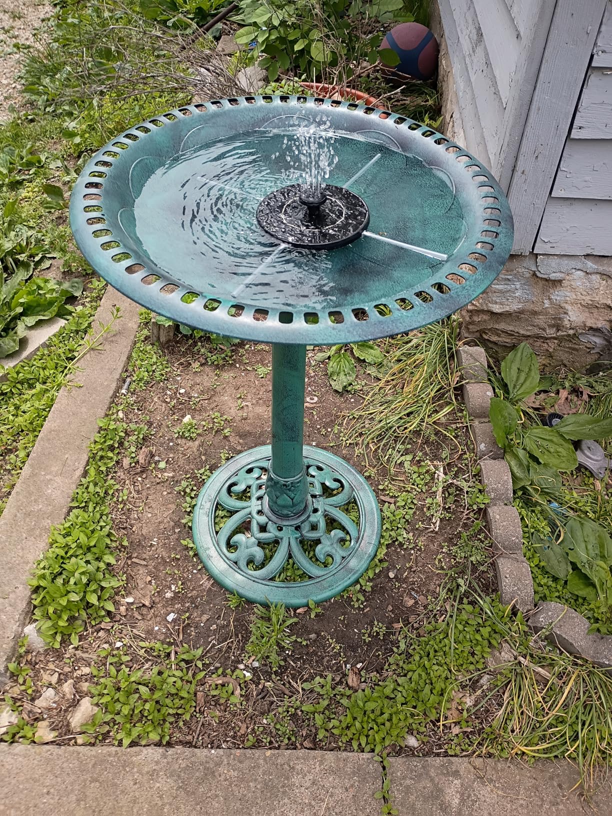 Bird Bath for Outside, Large 28 inch Tall Birdbaths for Outdoors with Solar Water Fountain, Plastic Retro Green Bird Baths Bowl for Outdoor Garden Lawn Yard Patio Hotel Landscape Decor - Wide 20