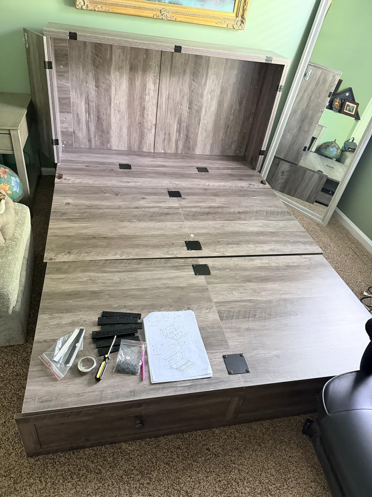 Mjkone Full Size Murphy Bed Cabinet with 5