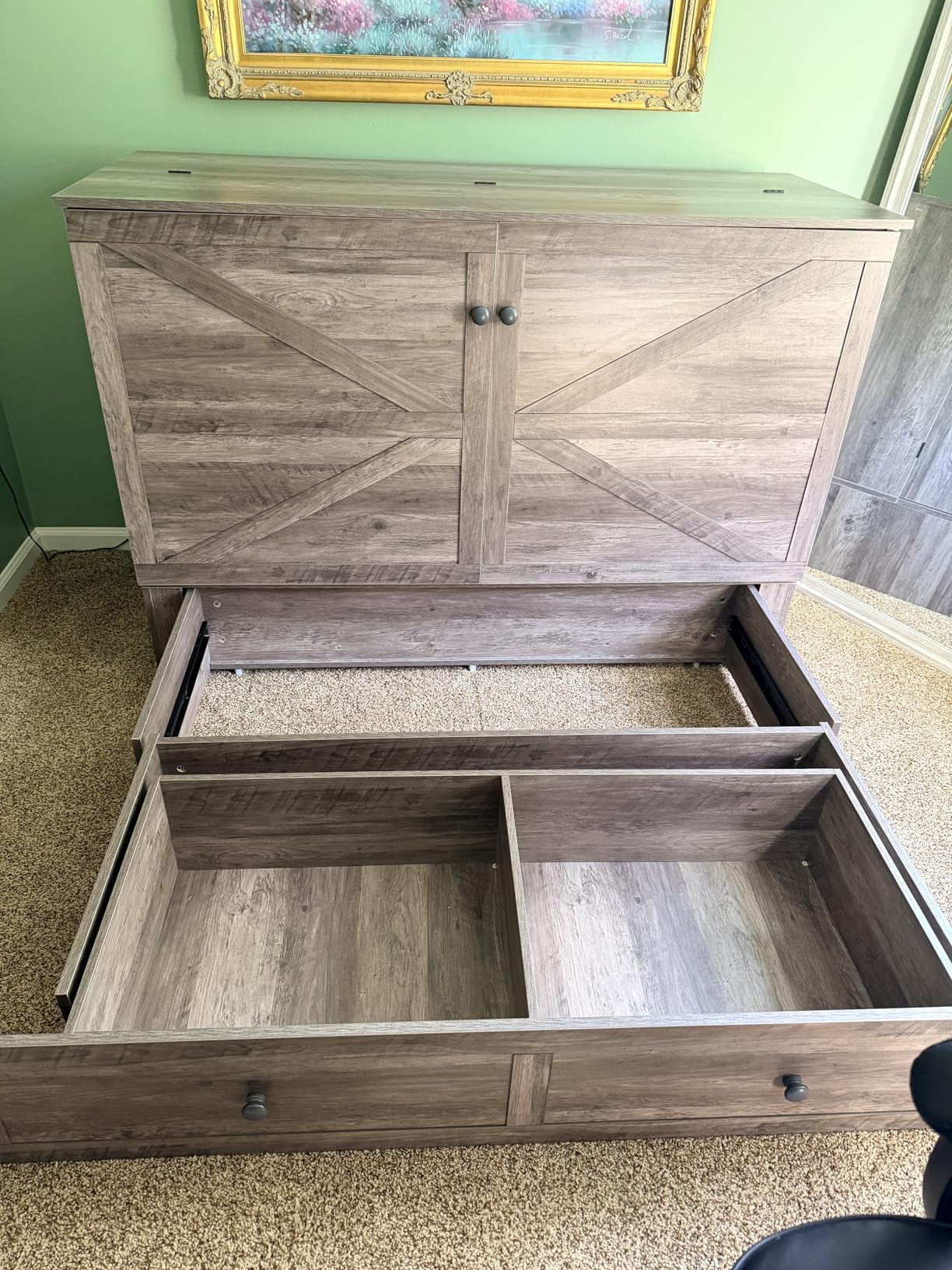 Mjkone Full Size Murphy Bed Cabinet with 5
