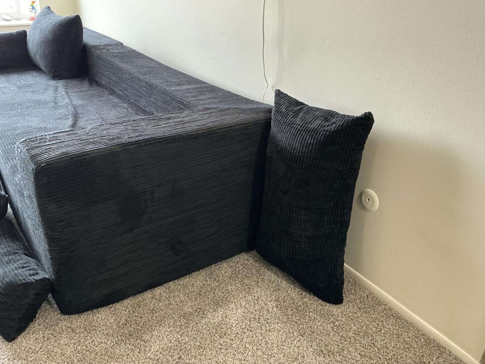 GRUSIGN Cloud Sectional Boneless Couches for Living Room, Modular L Shaped Couch with Deep Seat Oversized Right Facing Chaise, Memory Foam Compressed Spineless 3 Seater Sofa for Apartment, Black customer photo 2