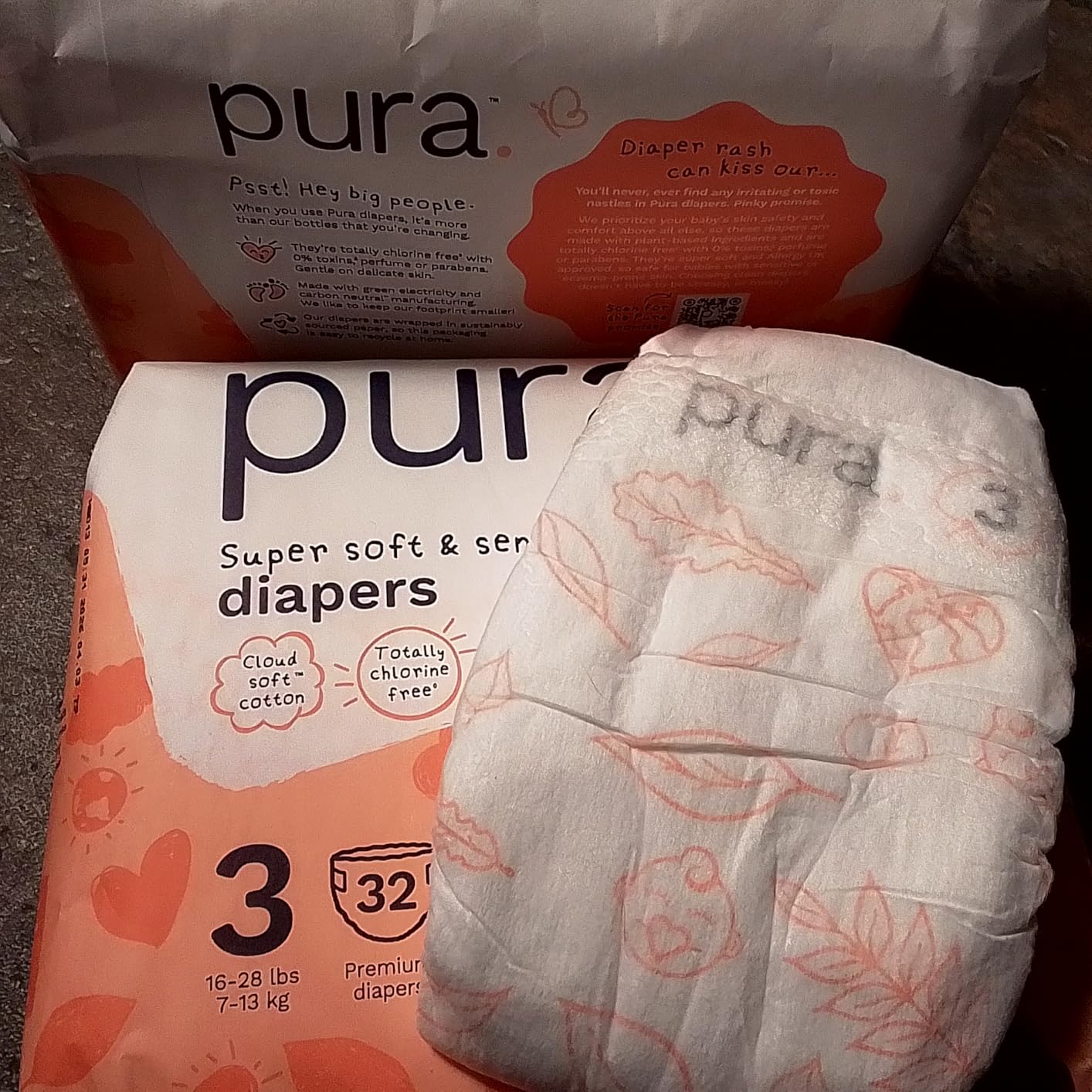 Pura Baby Diapers Size 2-70 Count, 12-18lbs, 12hr Leak Protection, Soft & Gentle Diapers for Hypoallergenic & Sensitive Baby Skin, Toxin-Free*, Organic Cotton, Blowout Blocker, Wetness Indicator customer photo 2