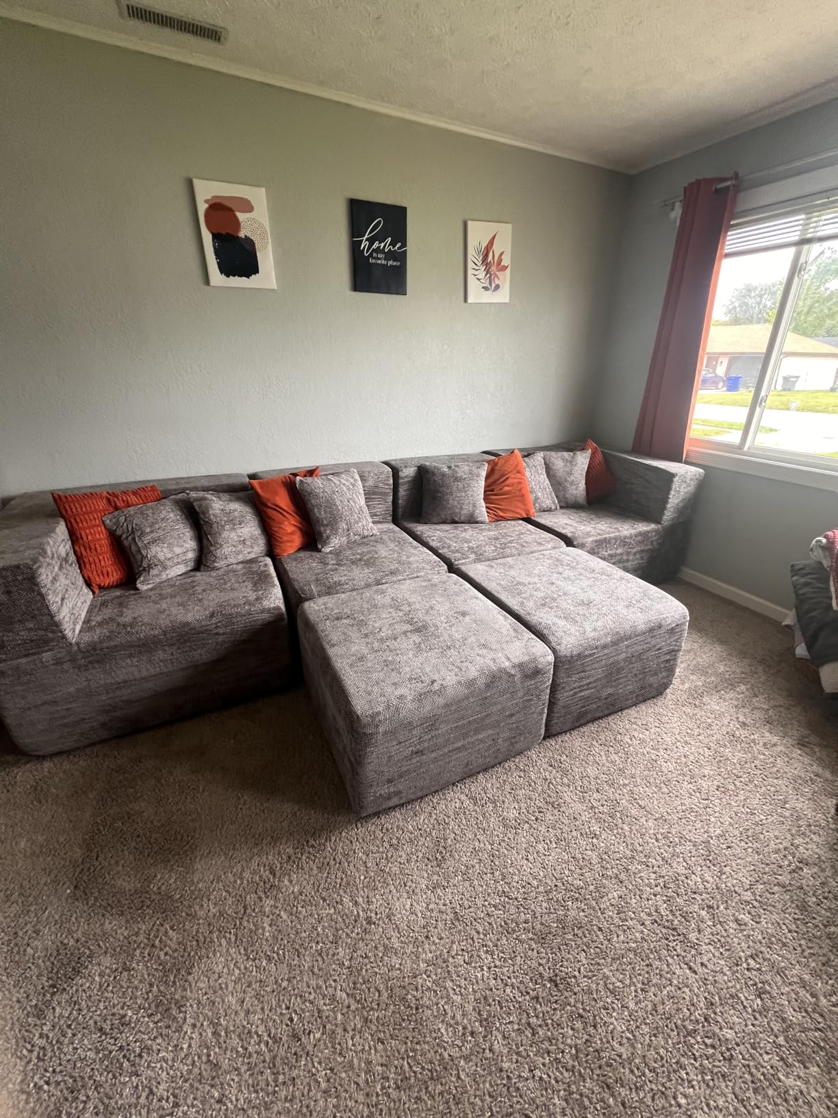 MONVANE 103'' Modular Sectional Sofa, Comfy Teddy Velvet Cloud Couch with Ottoman, Modern Convertible L Shaped Couch with Deep Seat, Sectional Couches for Living Room, Bedroom and Apartment, Brown customer photo 1