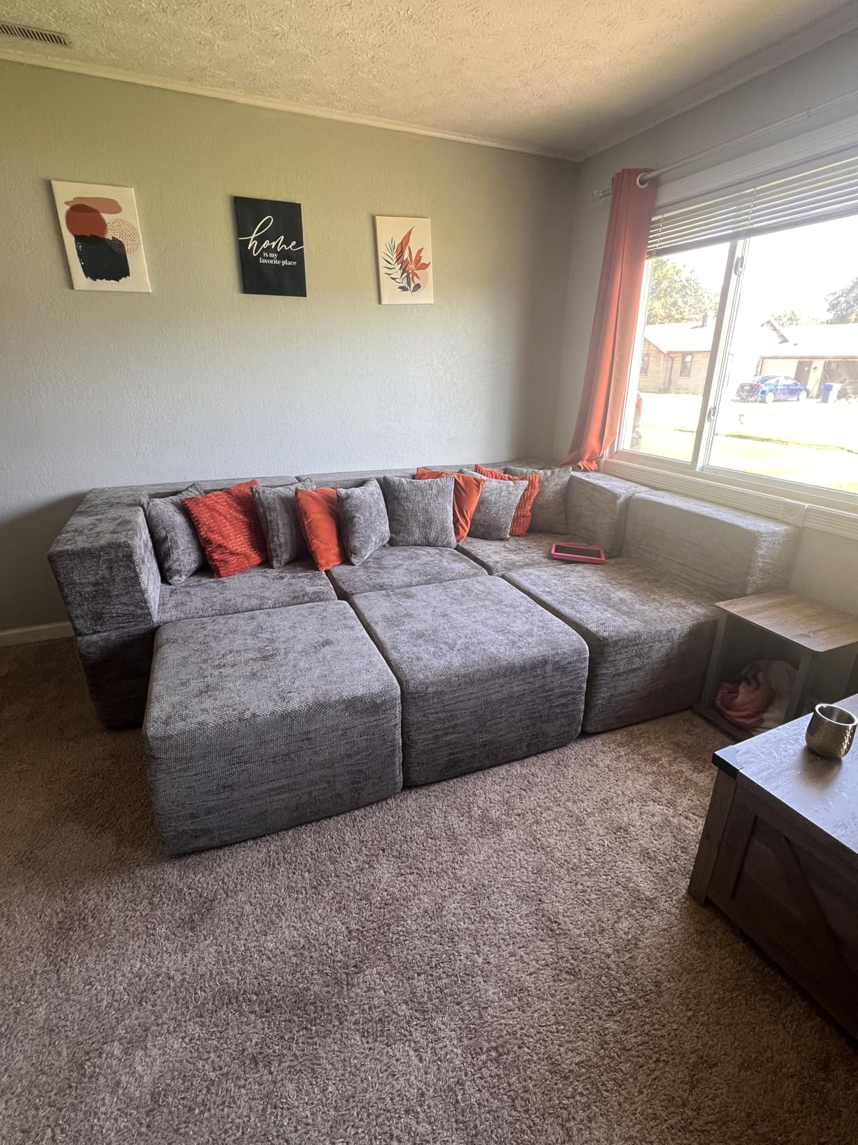 MONVANE 103'' Modular Sectional Sofa, Comfy Teddy Velvet Cloud Couch with Ottoman, Modern Convertible L Shaped Couch with Deep Seat, Sectional Couches for Living Room, Bedroom and Apartment, Brown customer photo 2