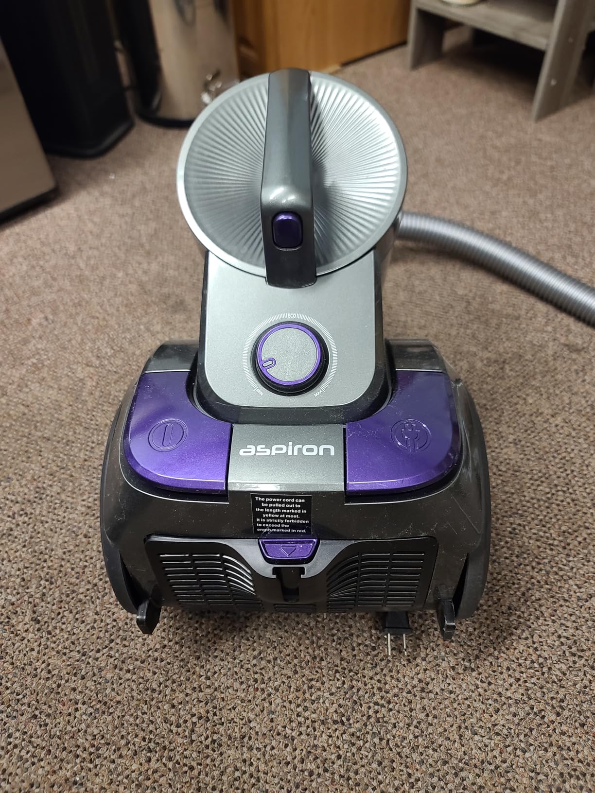 Aspiron 1700W Canister Vacuum Cleaner, 45Kpa Bagless Vacuum Cleaner, Multi-Cyclonic Filtration, 2 Anti-Allergen HEPA Filters, 3.5QT Dust Cup, 4 Tools, Corded Vacuum for Hard Floor, Pet Hair, Violet customer photo 2