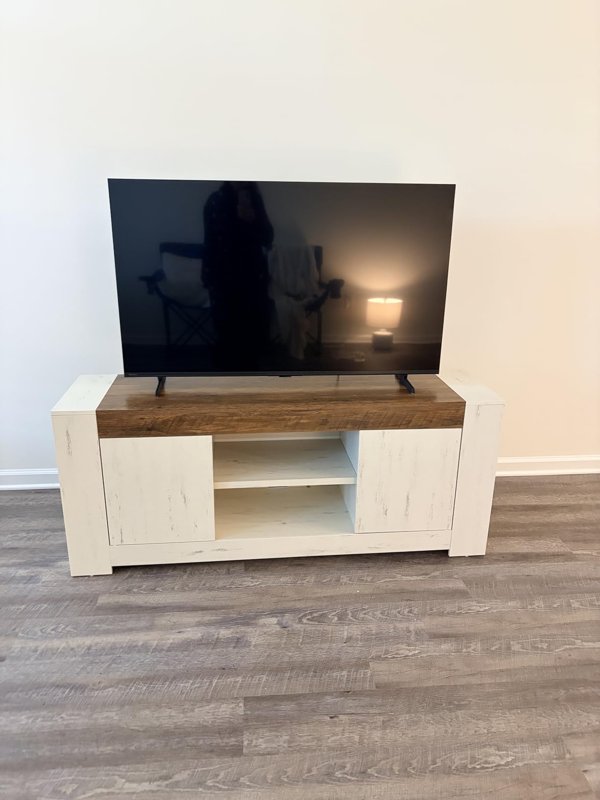 VASAGLE TV Stand, Farmhouse Entertainment Center with Storage Cabinets, Media Console Table for Living Room, Bedroom, for 80 Inch TV, 70 x 15.7 x 23.6 Inches, Honey Brown ULTV624K101S customer photo 1