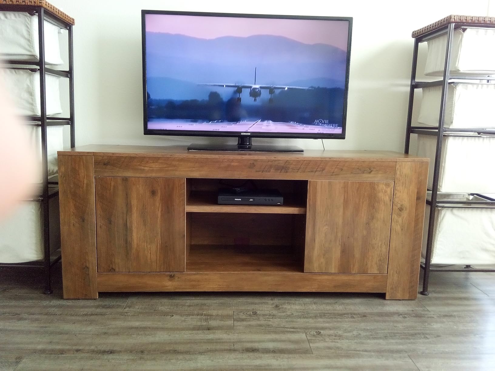 VASAGLE TV Stand, Farmhouse Entertainment Center with Storage Cabinets, Media Console Table for Living Room, Bedroom, for 80 Inch TV, 70 x 15.7 x 23.6 Inches, Honey Brown ULTV624K101S customer photo 2