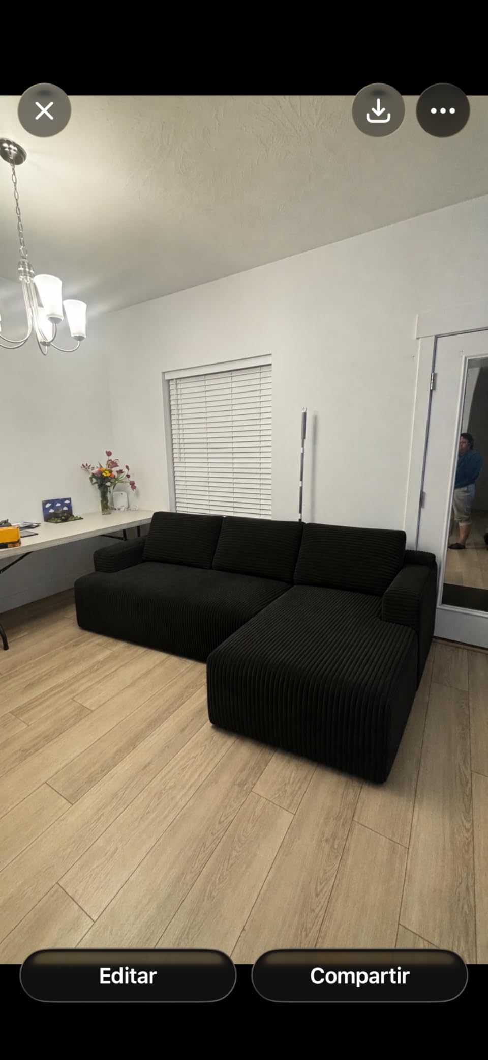 Novilla L-Shape Sectional Couches for Living Room with Smarts Coil Support, 3 Seater Sectional Sofas for Living Room Bedroom, Corduroy Cloud Couch Sectional, No Assembly (Dark Grey, Right Hand Facing) customer photo 2
