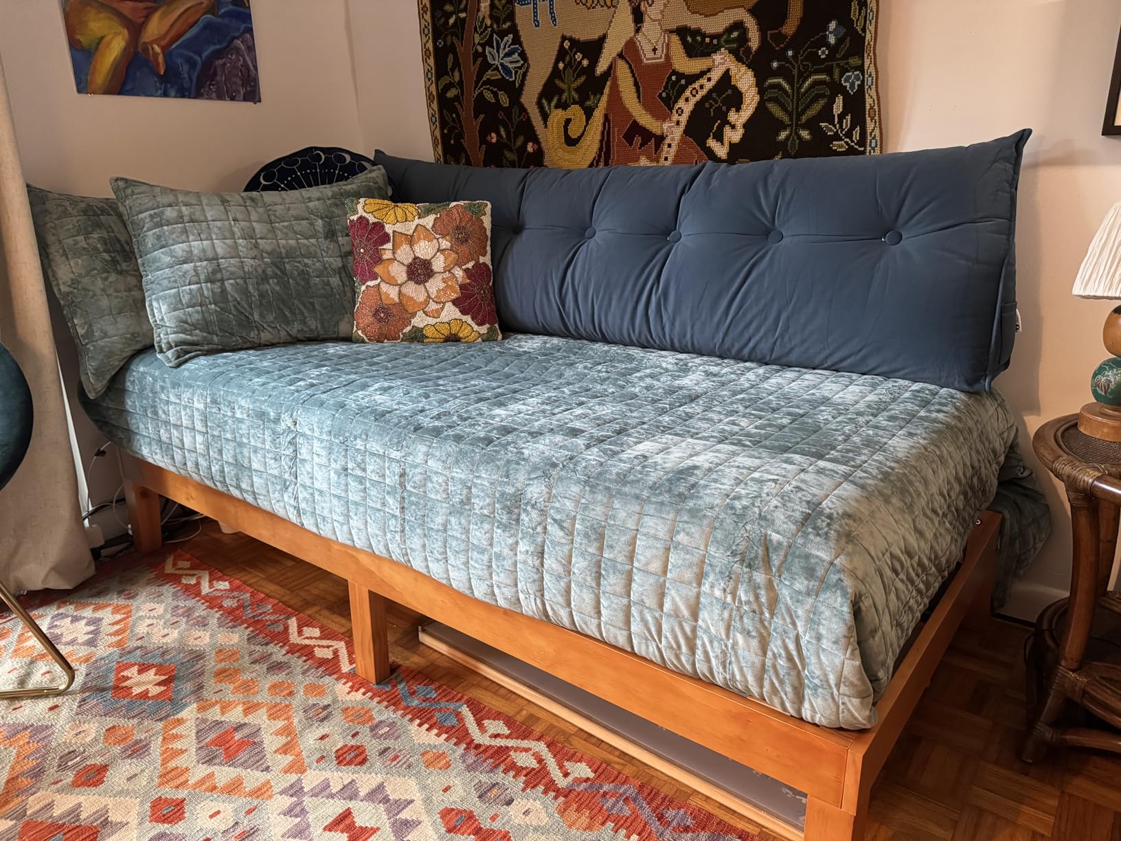 DUMOS King Size Upholstered Platform Bed Frame, King Bed with Storage Drawers and Fabric Headboard, Wooden Slats Support, 1323 lbs Weight Capacity, No Box Spring Needed, Easy Assembly, Gray customer photo 2