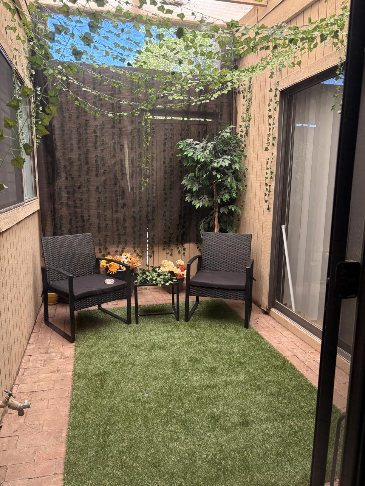 Murago Outdoor 3-Piece Wicker Bistro Set, Rattan Patio Conversation Set with Coffee Table, for Backyard Garden Poolside, Black Frame & Black Cushion customer photo 1