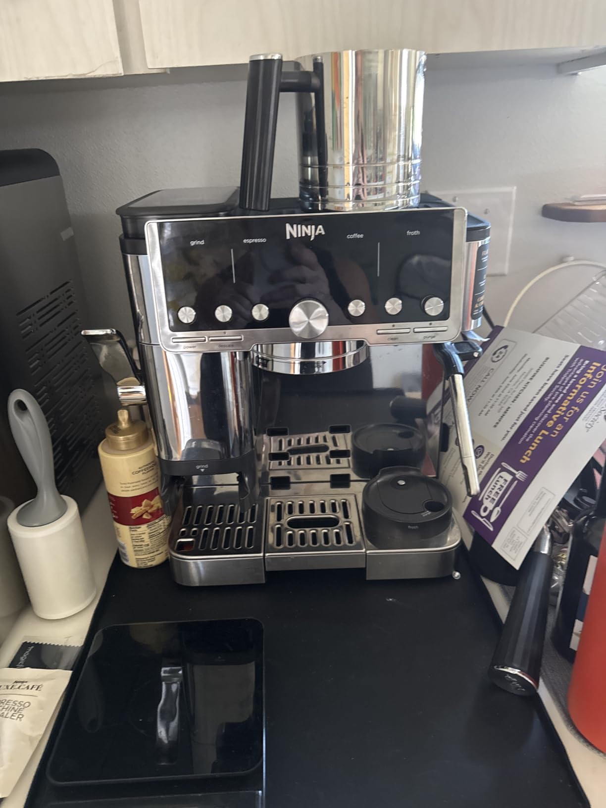 Ninja Luxe Cafe Pro designed by David Beckham, Espresso Machine, Drip Coffee, Cold Brew, Hot Water, Integrated Tamper, Built-in Grinder, Hands-Free Frother for Lattes & More, Black/Gold, ES771BK customer photo 1