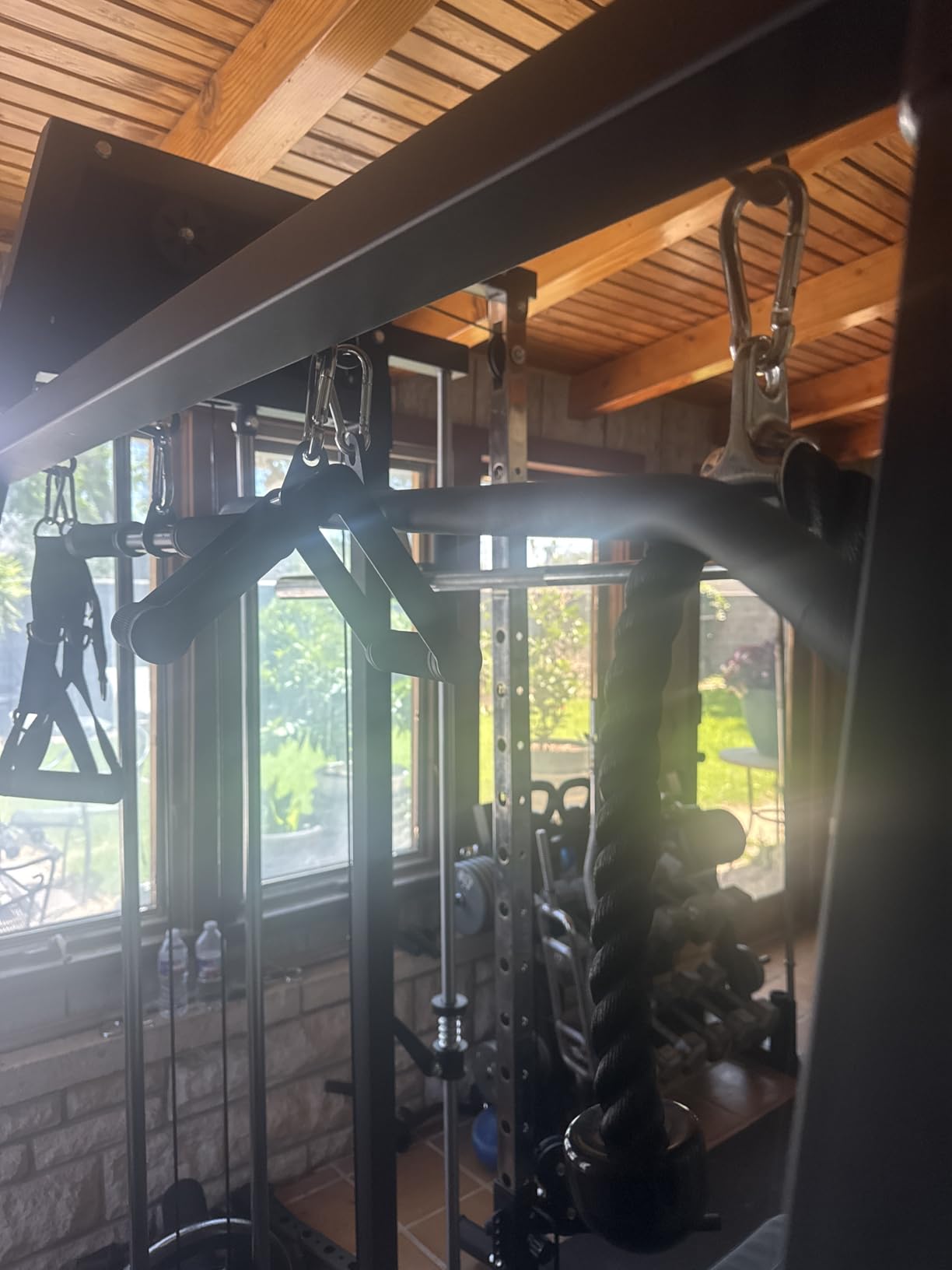 Smith Machine Home Gym All in One, 2200 LBS Squat Rack Power Cage with Smith Bar, LAT Pull-Down, Cable Systems, Leg Hold-Down and More Attachments, Workout Equipment (Black) customer photo 2