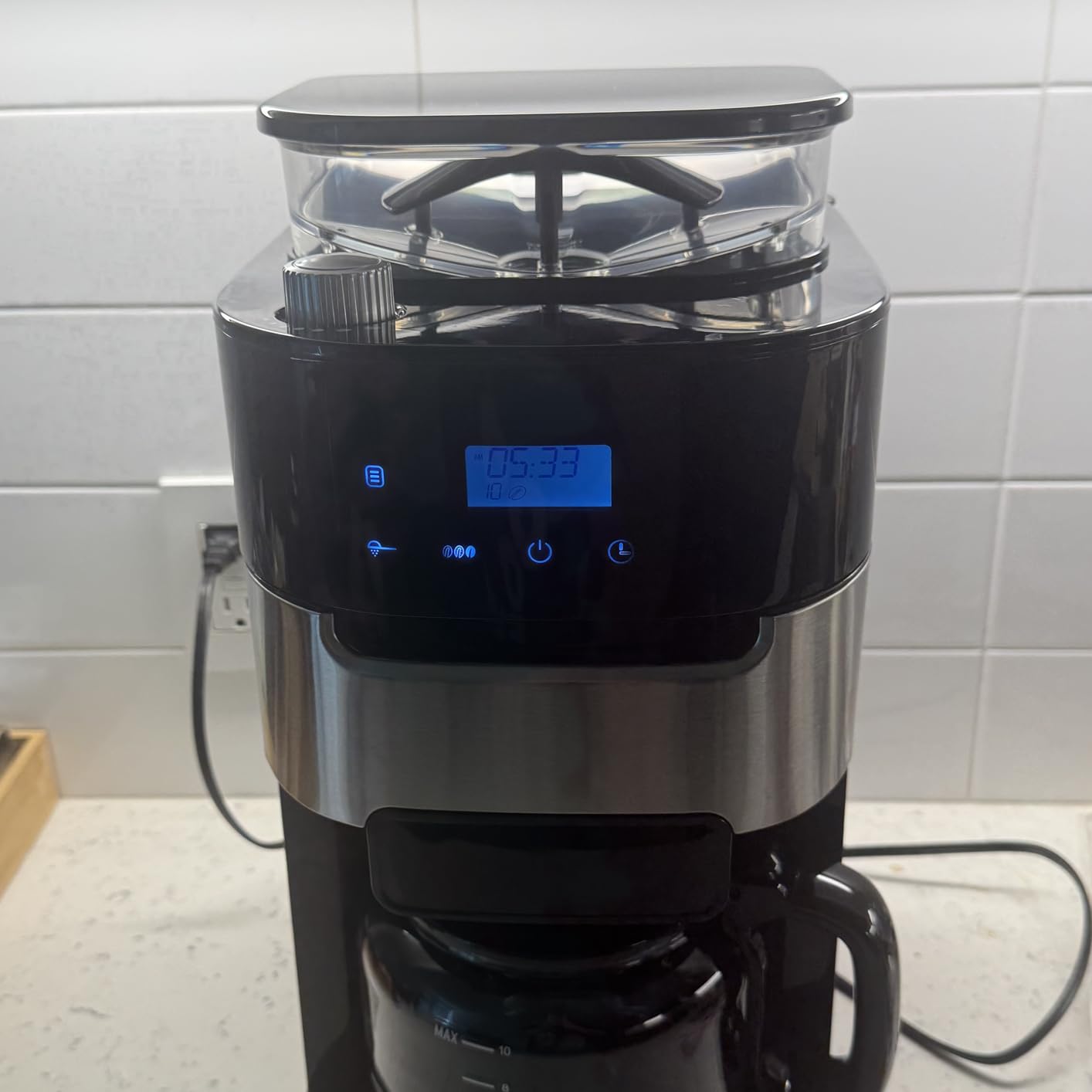 Electactic 10-Cup Drip Coffee Maker with Built In Grinder, Programmable Grind and Brew Coffee Machine with Smart LED Touchscreen, Customizable Strength & Grind Size, Upgrade Black customer photo 1