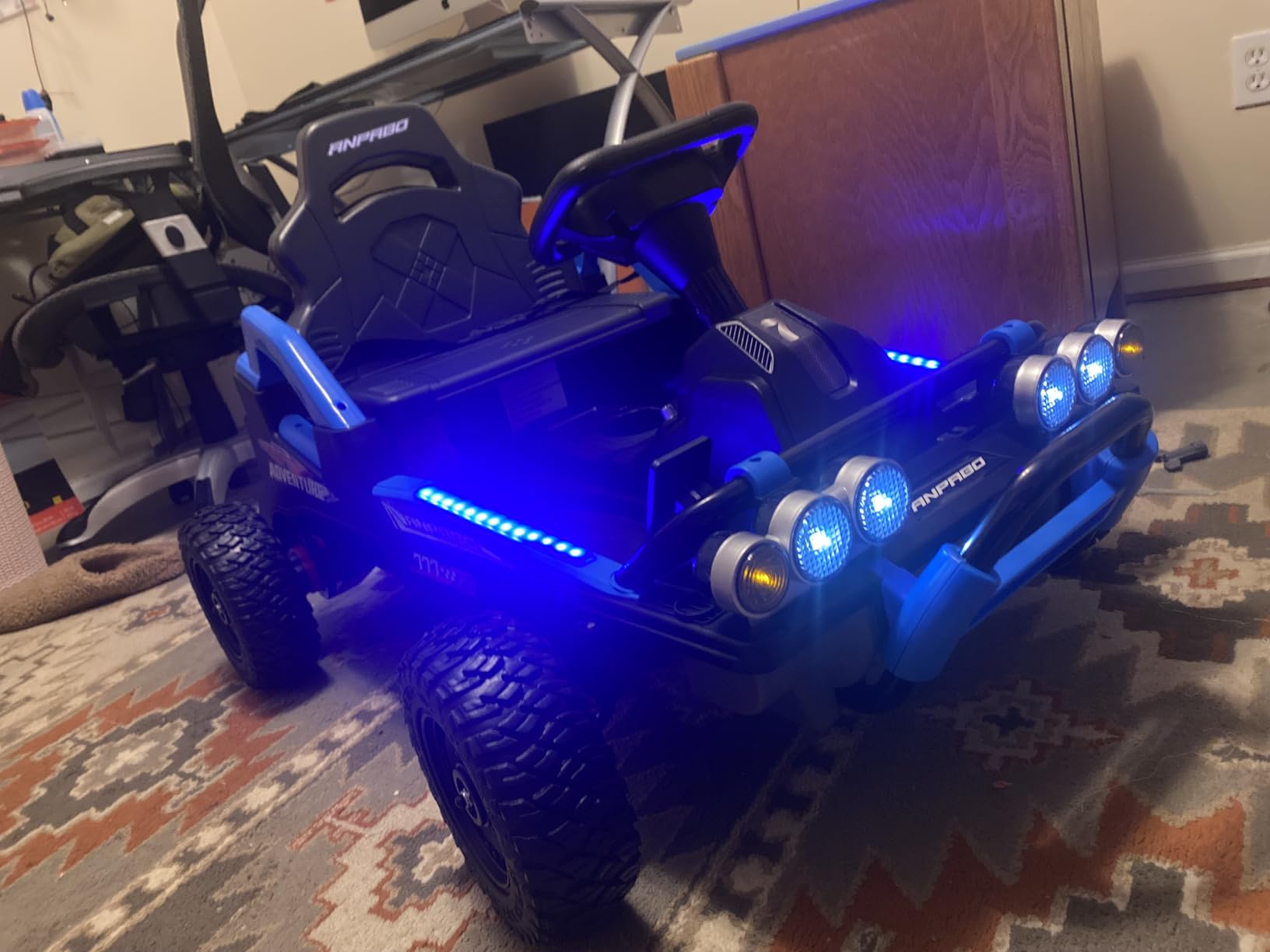 ANPABO 24V Ride on Toys for Big Kids Ages 3-10, EVA Tires, Max 5Mph, Extra Legroom, Real-Feel Gas & Clutch Pedal, 132lbs Capacity Metal Frame, 24 Volt Ride on Toys for Boys w/Remote, Bluetooth (Red) customer photo 1