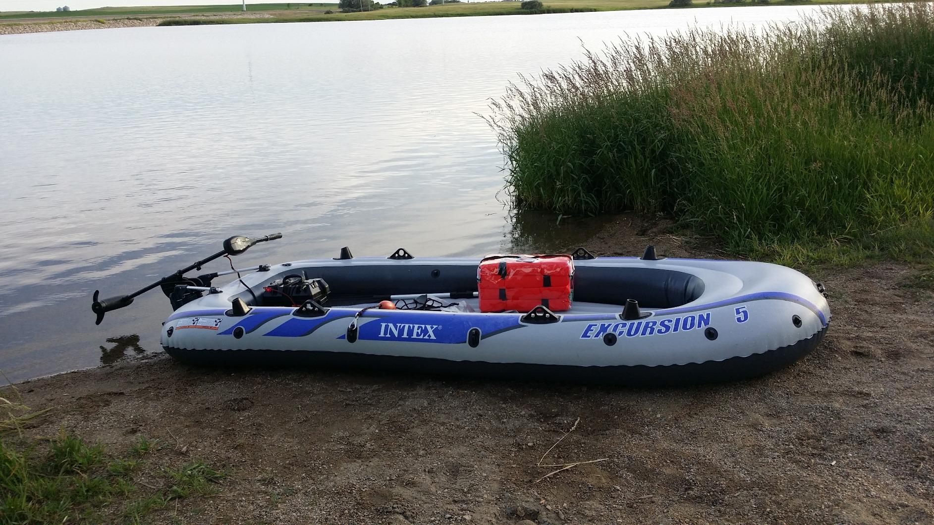 Intex 68324EP Excursion 4 Inflatable Boat Set: Includes Deluxe 54in Boat Oars and High-Output Pump - Adjustable Seats with Backrest - Fishing Rod Holders - 4-Person - 1100lb Weight Capacity customer photo 2