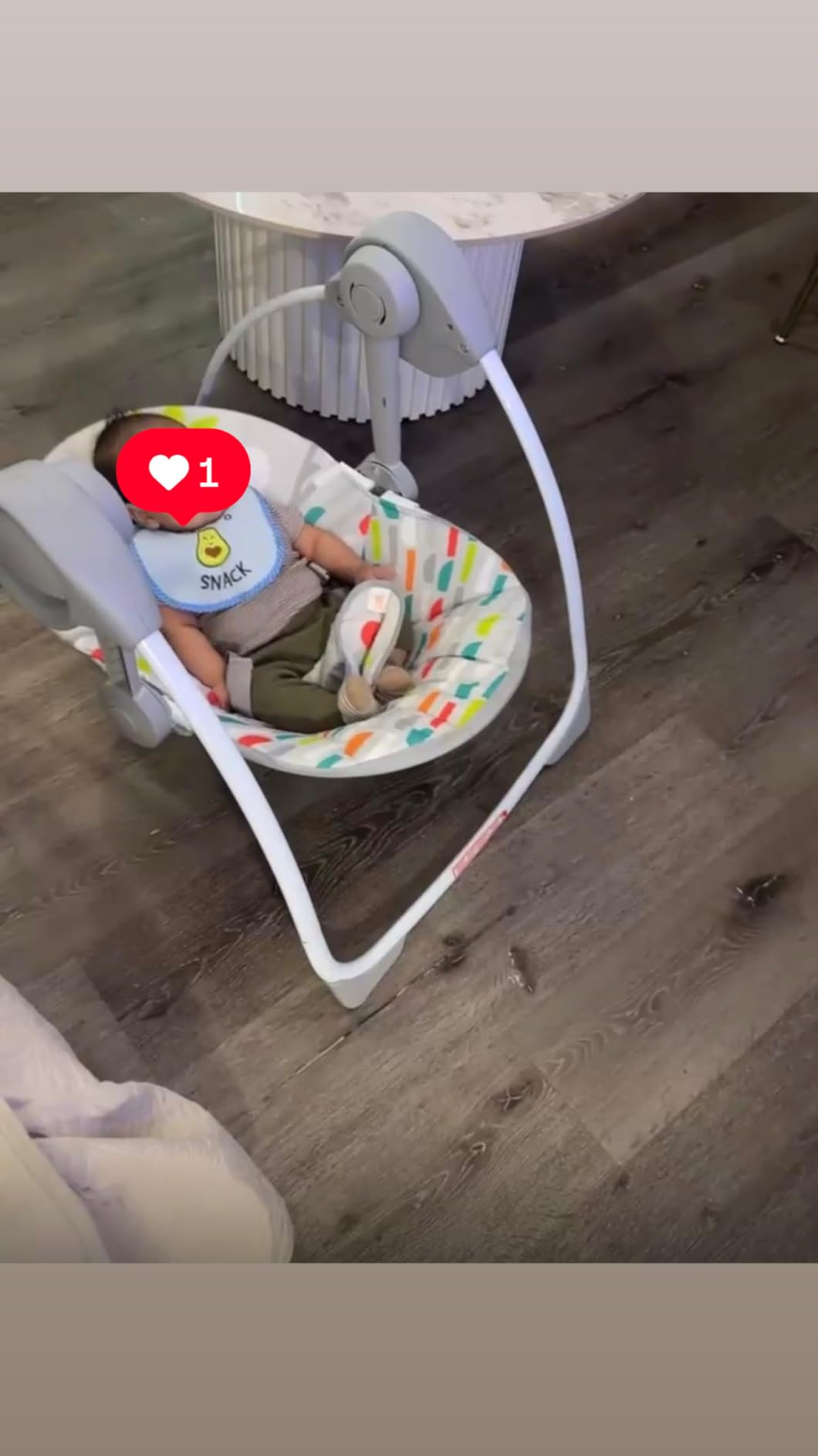 Bright Starts Portable Automatic 6-Speed Baby Swing with Adaptable Speed, Taggies, Music, Removable-Toy-Bar, 0-9 Months 6-20 lbs (Whimsical Wild) customer photo 2