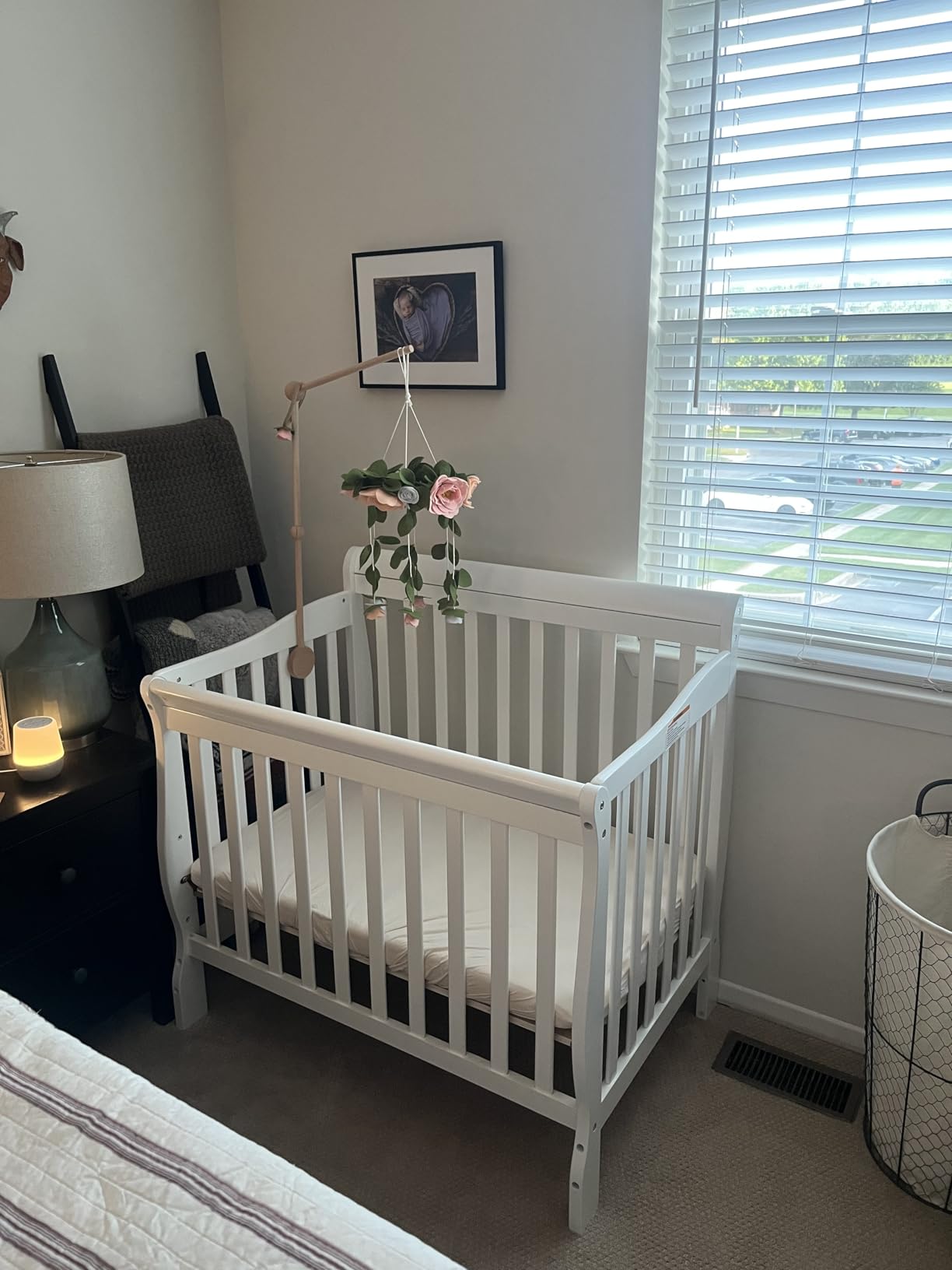 Dream On Me Aden 4-in-1 Convertible Mini Baby Crib, GREENGUARD Gold & BSA Certified, Sustainable Pinewood, Non-Toxic Finish, 3 Mattress Heights, Converts to Mini Day & Twin-Size Bed - Grey customer photo 1