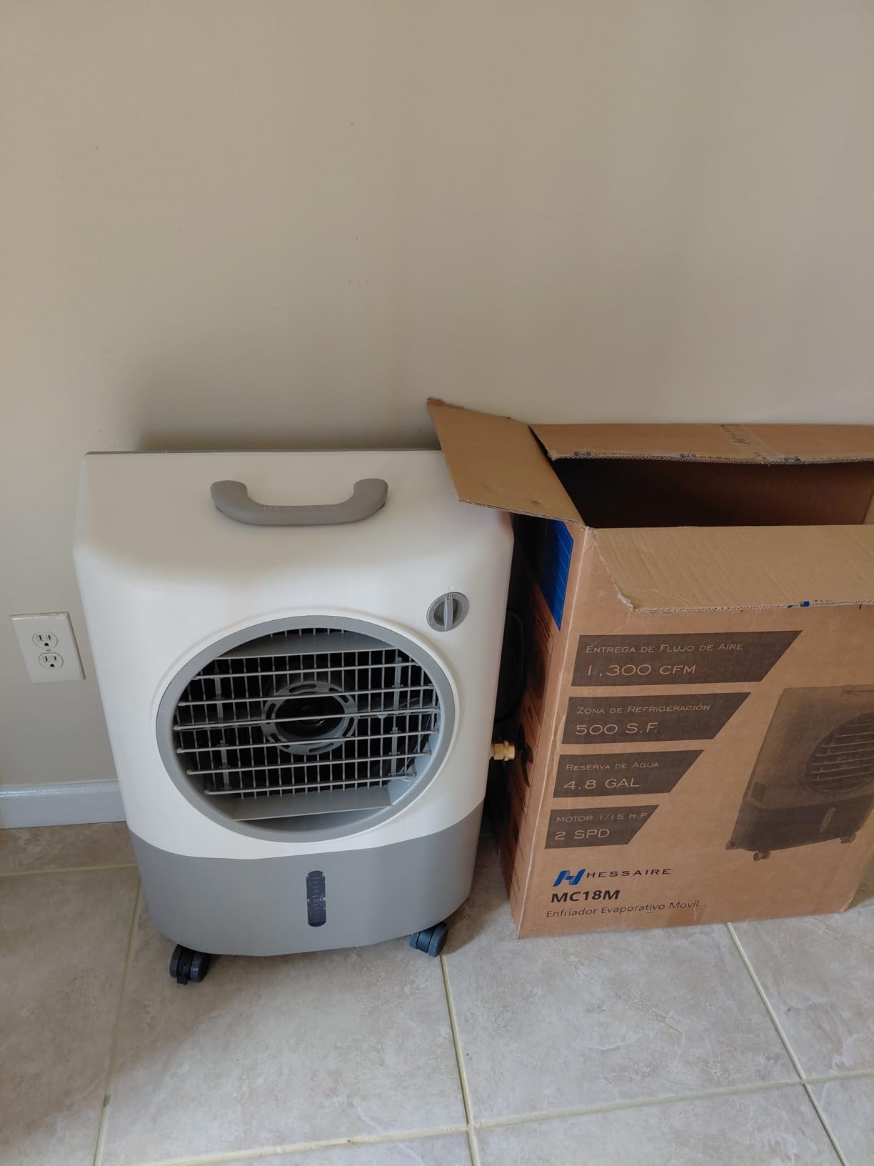 Hessaire MC18M 1300 CFM Portable Evaporative Air Cooler, 500 sq. ft. Coverage customer photo 2