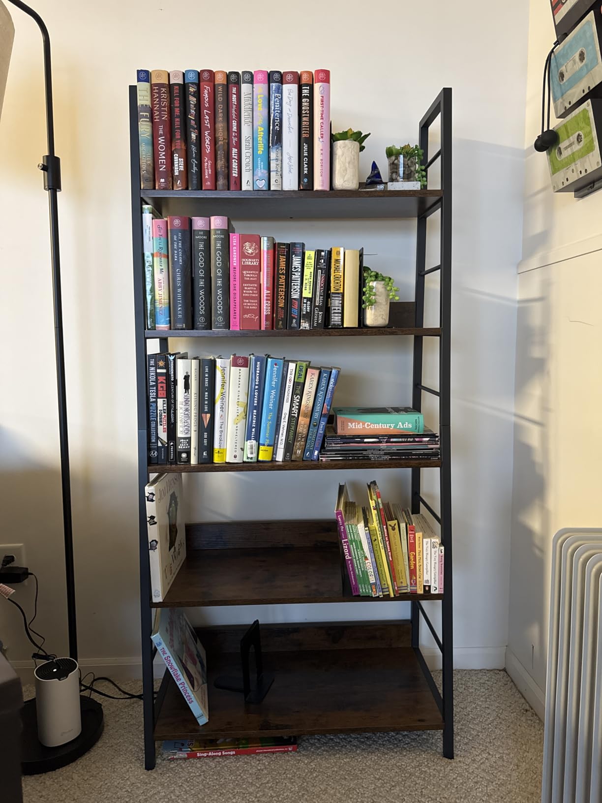 IRONCK 5 Tier Ladder Bookcase with Metal Frame Rustic Brown | Bookshelves and Book Cases, Open Display Shelves; Metal Frame; Shelf Baffles; Home Office customer photo 2