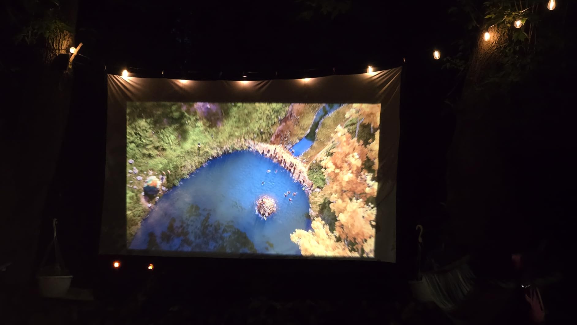 AAJK Outdoor Projector Screen 150 inch, Washable Projector Screen 16:9 Foldable Anti-Crease Portable Projector Movies Screen for Home Theater Outdoor Indoor Support Double Sided Projection customer photo 1