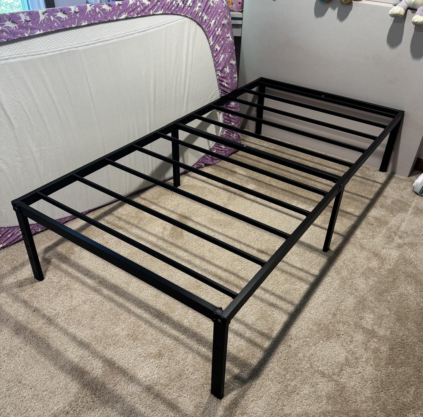 Upcanso 16 Inch Queen Bed Frame No Box Spring Required Metal Platform | Queen Size Bed Frames with 14 Inch Storage, 3,500 lbs Heavy Duty Steel Slats Support, Easy Assembly Mattress Foundation customer photo 2