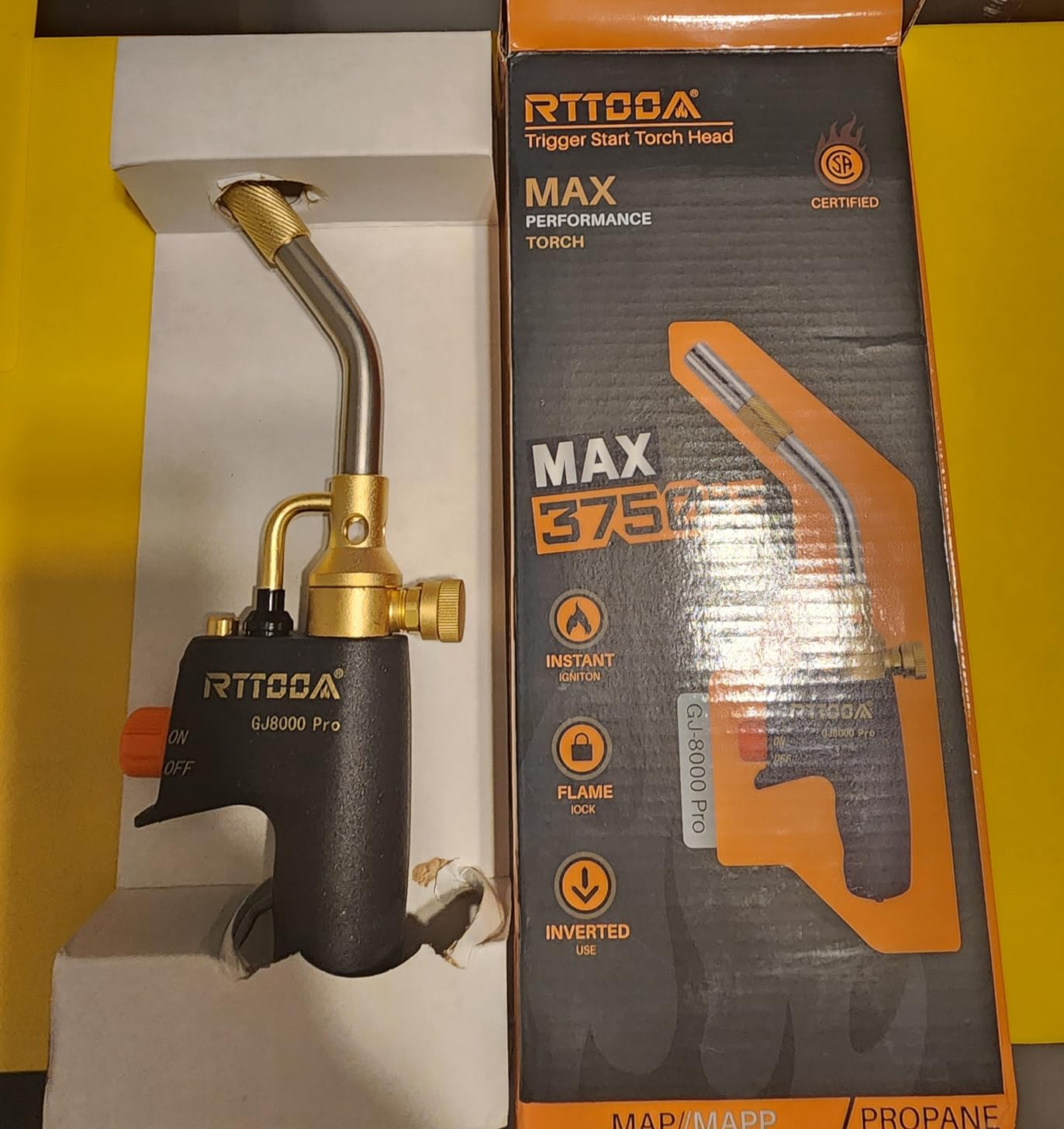 RTTOOA Propane Torch Head, GJ-8000pro High Intensity Torch Head, Trigger Start Gas Torch Kit for Propane, Pencil Flame Welding Torch Fuel by Mapp/Map/Propane, Soldering, Cooking (CSA Certified) customer photo 2
