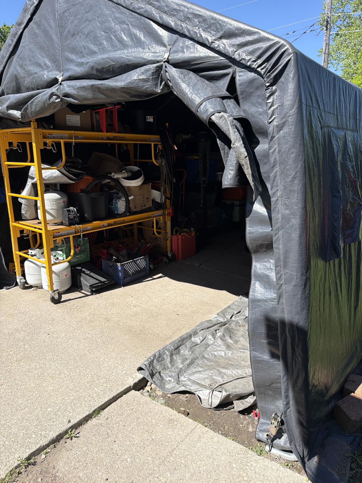 ADVANCE OUTDOOR 10X15 ft Garage Shelter Steel Metal Peak Roof Portable Storage Shed Carport for Motorcycle Boat, or Garden Tools with 2 Roll up Doors & Vents, Gray customer photo 1