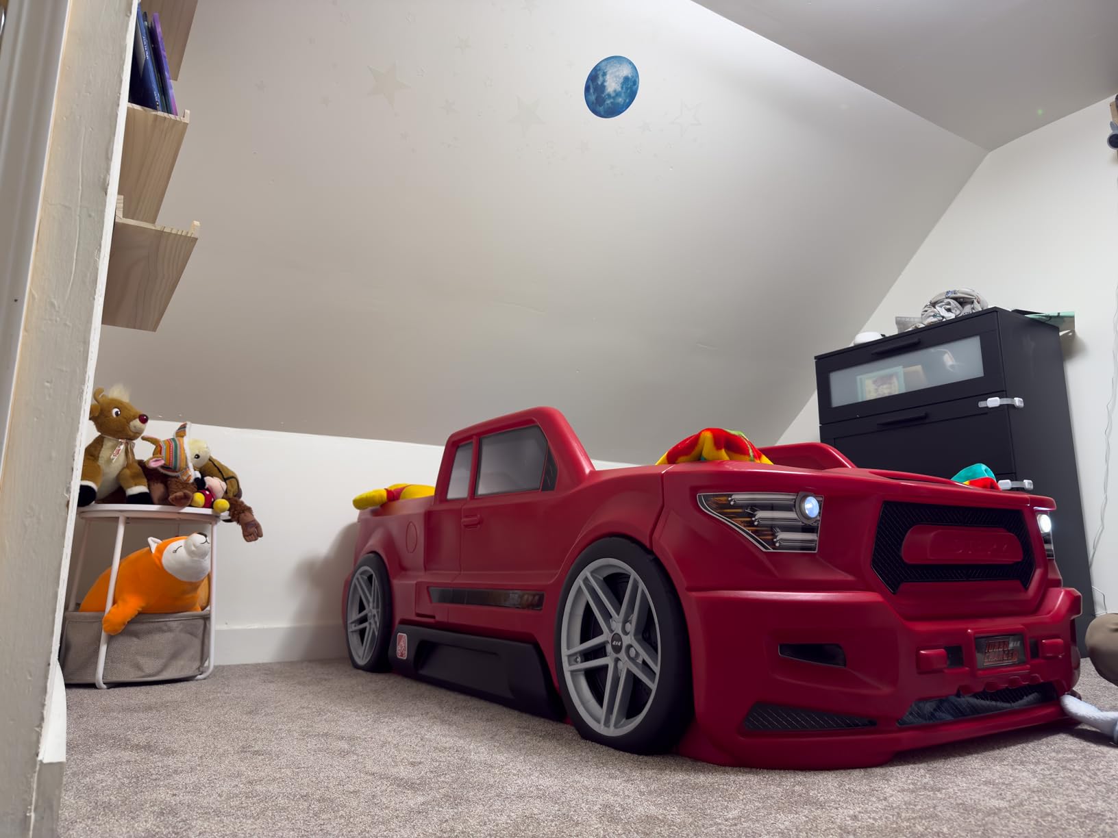 Step2 Roadster Toddler-to-Twin Bed, Crib to Twin Transition Race Car Bed, Adjustable, Ages 3+ Years Old, Easy Assembly, Red customer photo 2