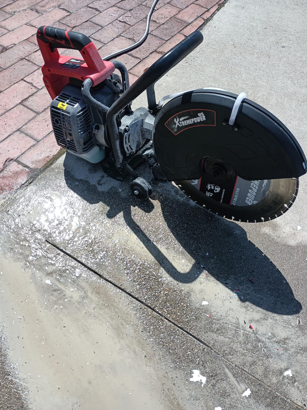 XtremepowerUS 16-Inch Gas Powered Concrete Cut-Off Saw, 52cc 2-Stroke Engine, 5-Inch Max Cut Depth, Guide Roller, Heavy-Duty Masonry Saw customer photo 2