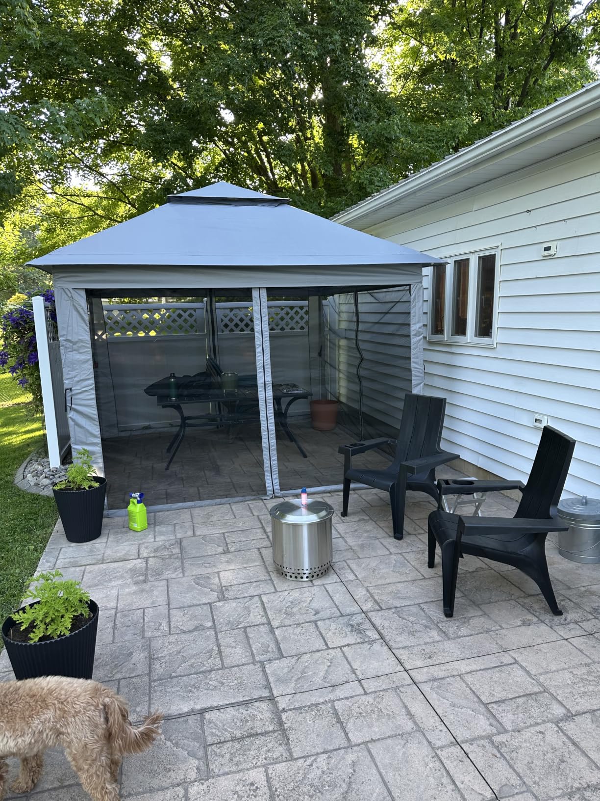 CROWN SHADES 11x11 Pop Up Gazebo, Patented One Push Outdoor Canopy Tent with Wheeled STO-N-GO Cover Bag, Pop Up Canopy with Netting for Patio, Backyard (11x11, Beige & Coffee) customer photo 2