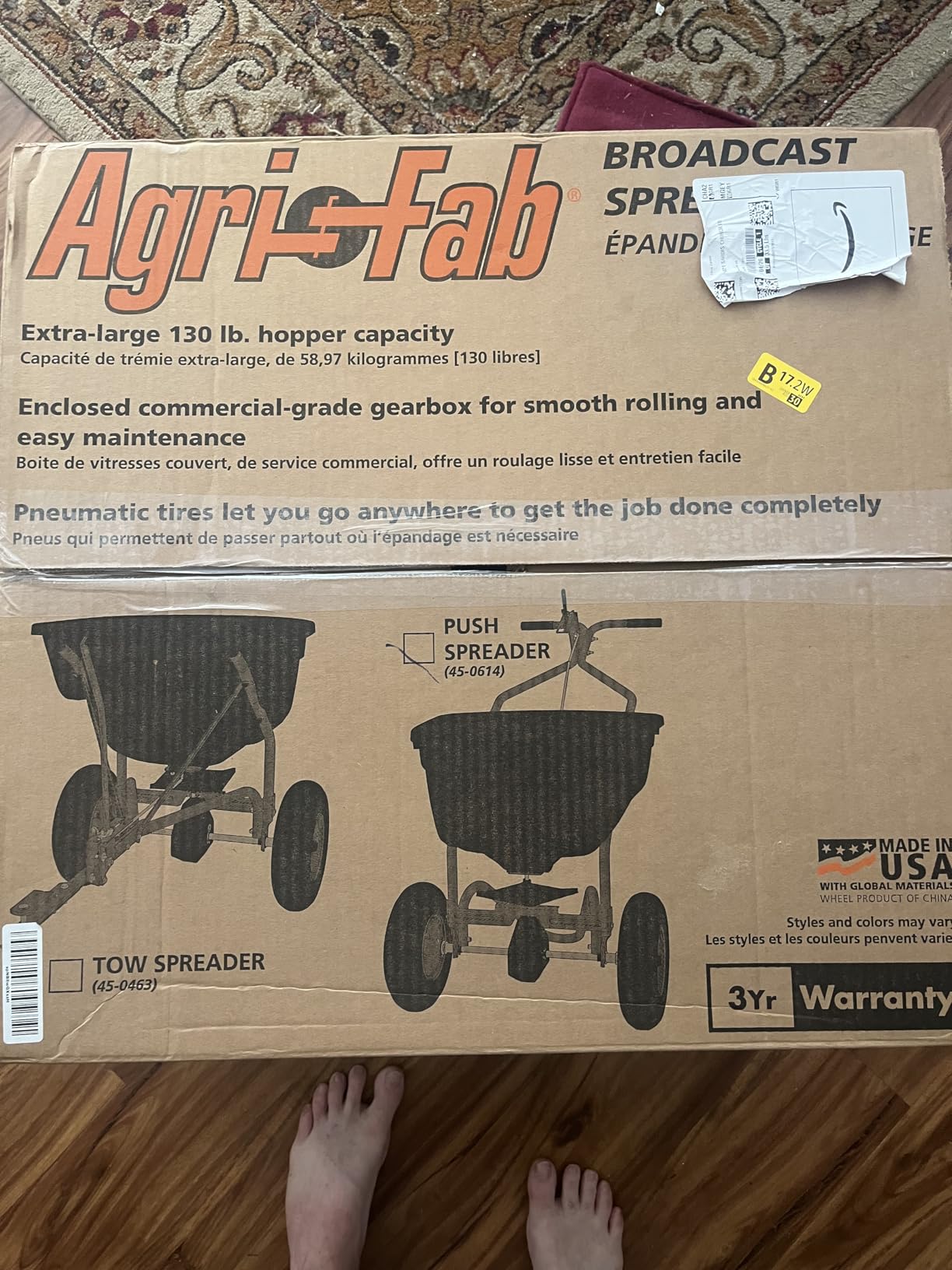 Agri-Fab 45-0614 130 lb. Push Lawn & Garden Broadcast Spreader for Seed, Fertilizer, Salt, Ice Melt; Walk Behind with Easy to use Flow Control Lever customer photo 1