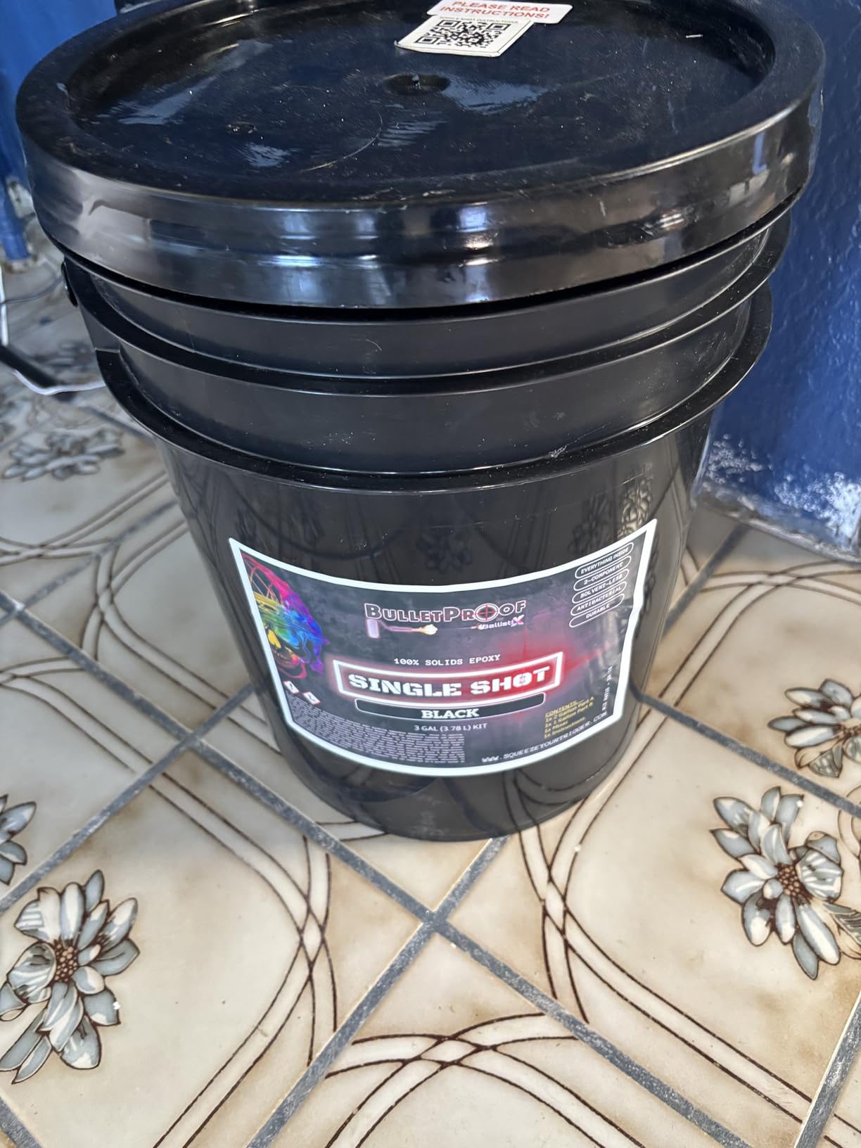 BP Resins: Single Shot | 100% Solids Epoxy Resin Kit (3 Gallons) Solvent-Less, Two Component Gloss Coat Finish - Low VOC - Industrial Use, Garages, Floors & More (Charcoal Metallic) + Free Mixer! customer photo 2