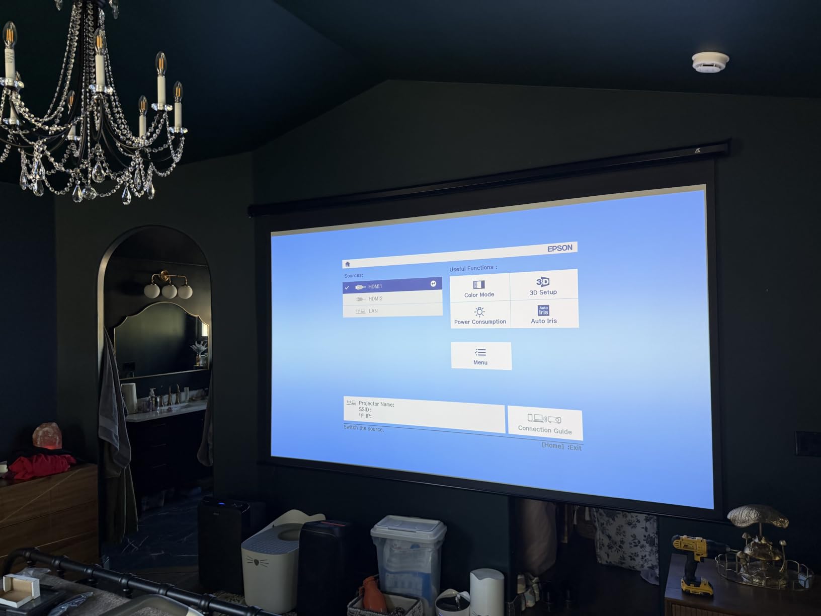 Akia Screens 125-Inch Motorized Projector Screen, 16:9, Electric Drop Down with Remote, Wall or Ceiling Mount, 4K/8K Ready, AK-MOTORIZE125H2 customer photo 1