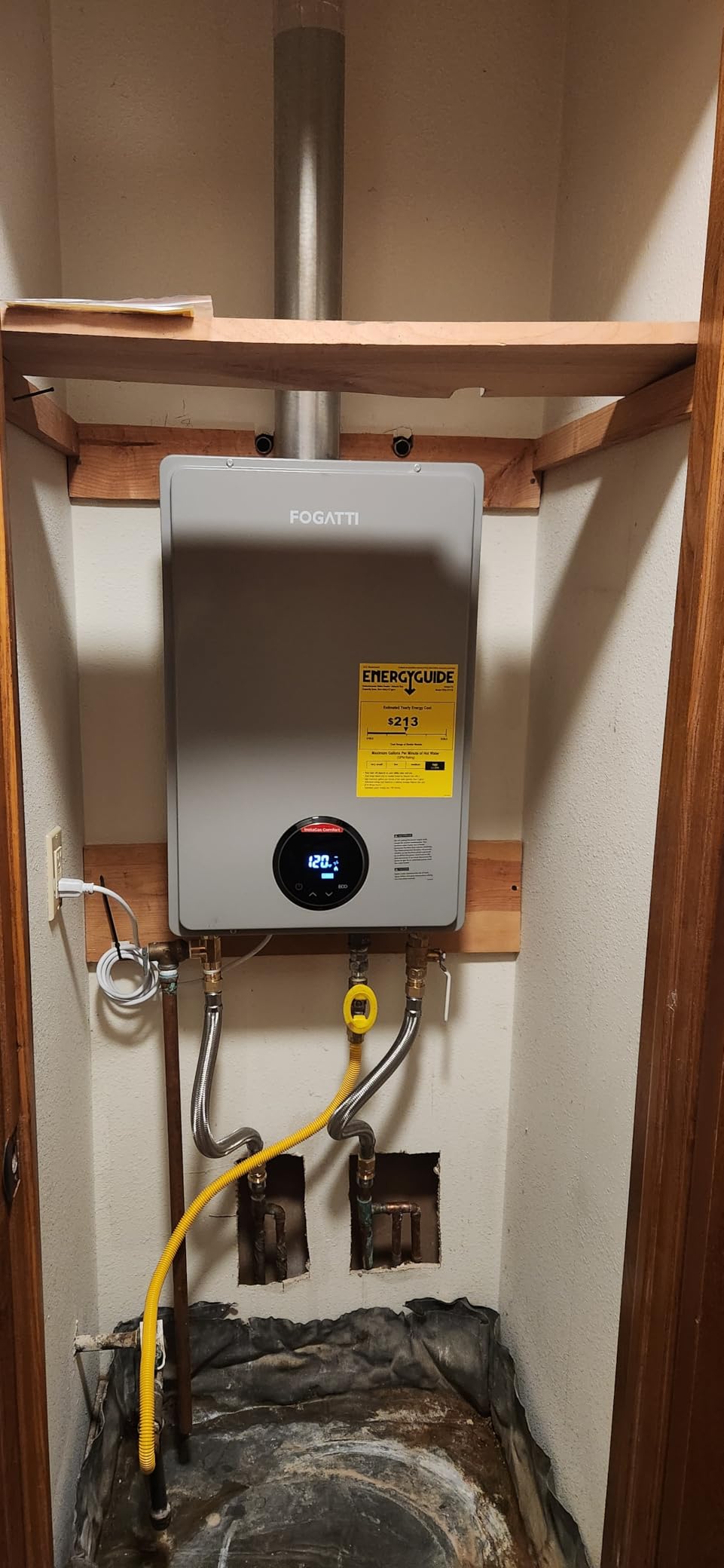 FOGATTI Natural Gas Tankless Water Heater Indoor - Max 5.1 GPM 120,000 BTU, CSA Certified Compact Design On Demand Instant Hot Water Heater - Instagas Comfort 120S Series customer photo 1
