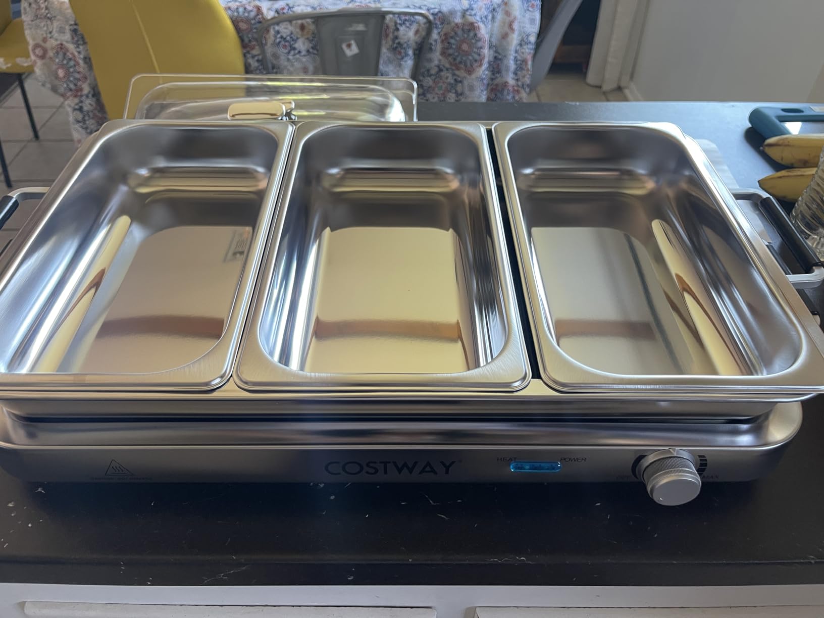 Giantex Buffet Server & Electric Food Warmer, 2-in-1 Food Warming Tray, Adjustable Temperature, 3 Food Pans with Lids, Dishwasher Safe, 8 QT Stainless Steel Chafing Dishes for Parties Holiday Events customer photo 2