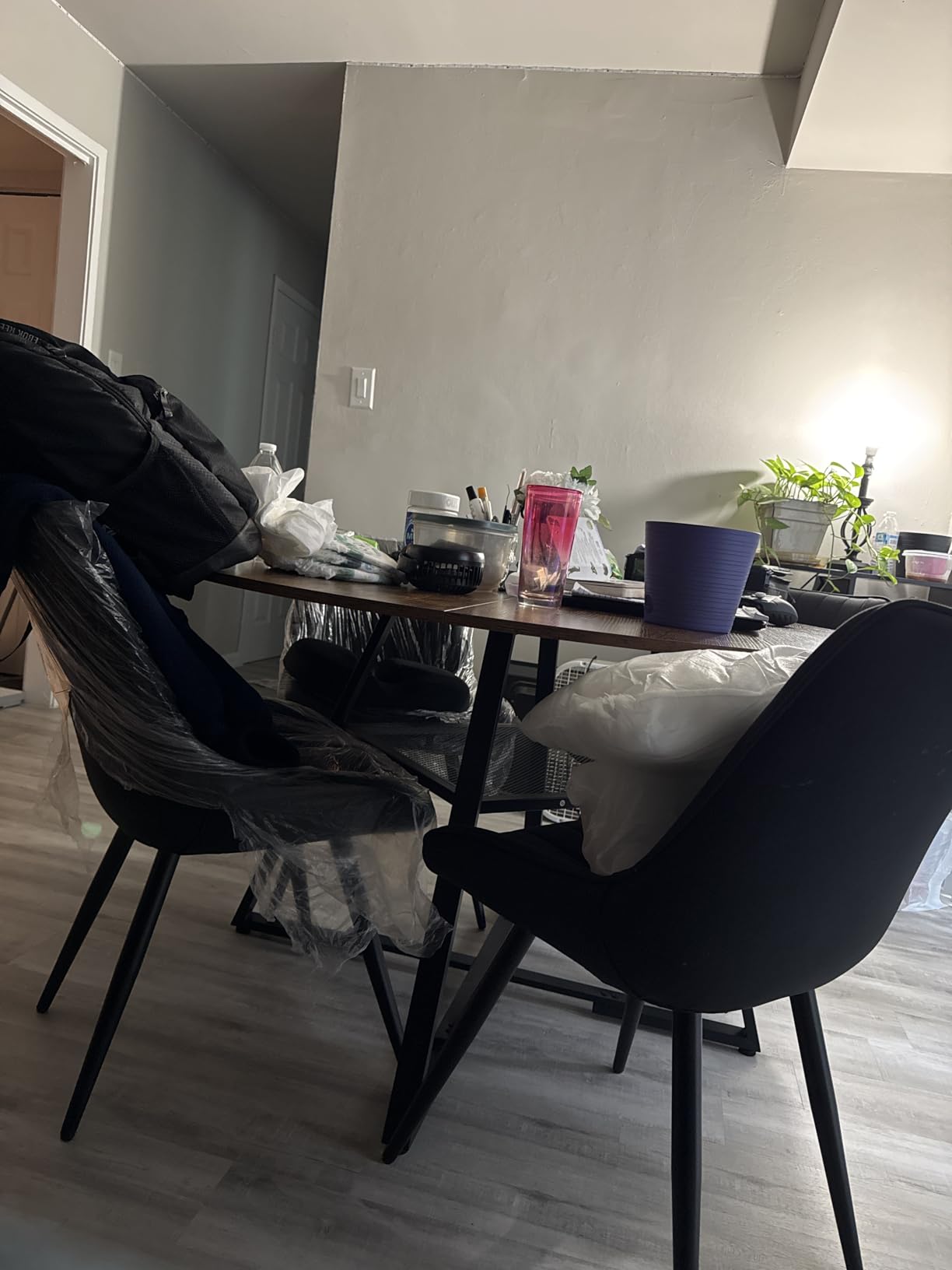 Nalupatio Modern Dining Chairs Set of 4, Comfy Dining Room Chairs with Thick Cushions, Upholstered Fabric Kitchen Side Chairs with Metal Legs, Brown customer photo 2
