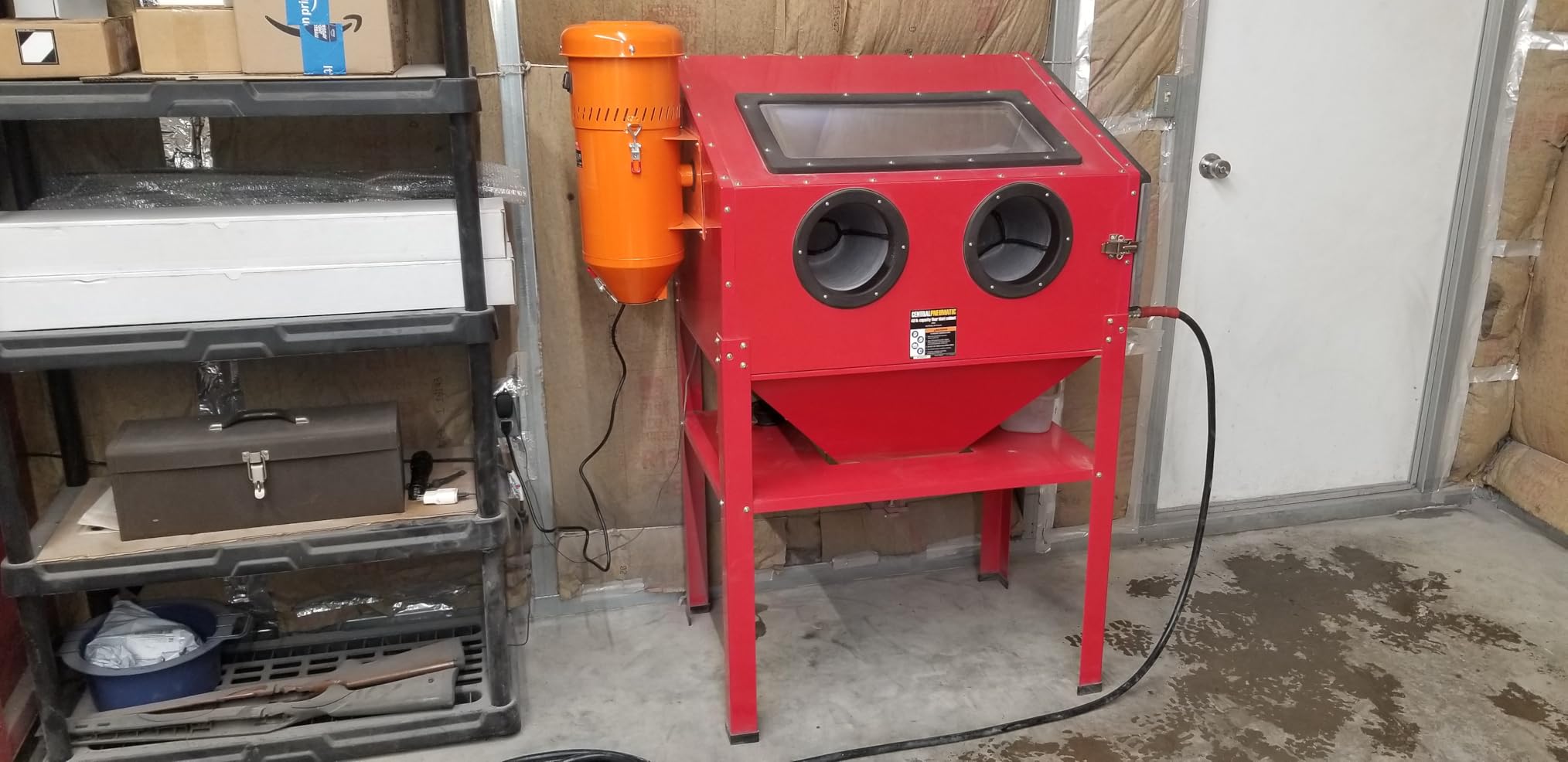 60 Gallon Sandblasting Cabinet, 40-120PSI Sand Blasting Cabinet with Stand, Heavy Duty Steel Sand Blaster with Blasting Gun & 4 Ceramic Nozzles for Paint, Stain, Rust Removal customer photo 1